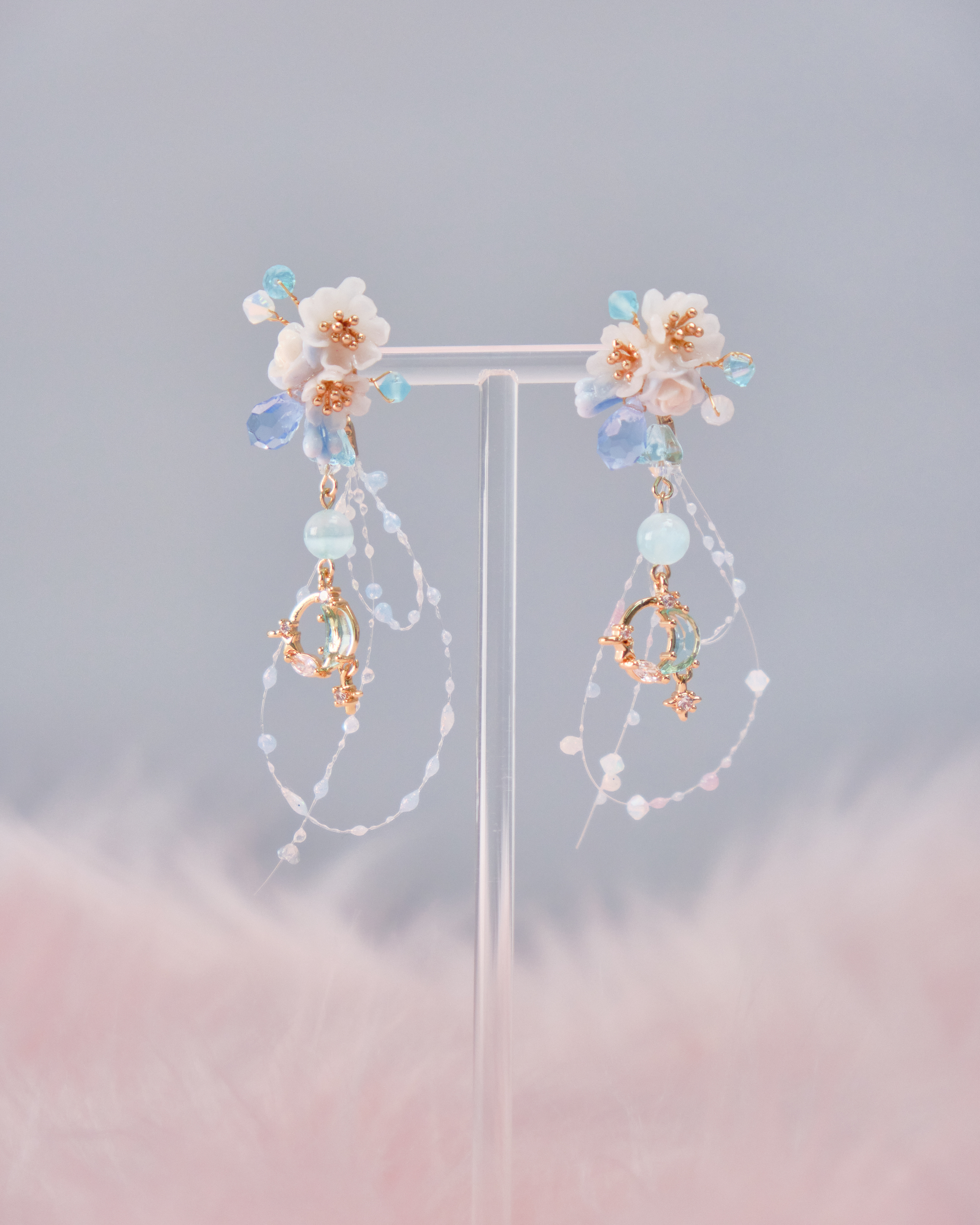 11721 樹脂幻彩露珠S925短耳環