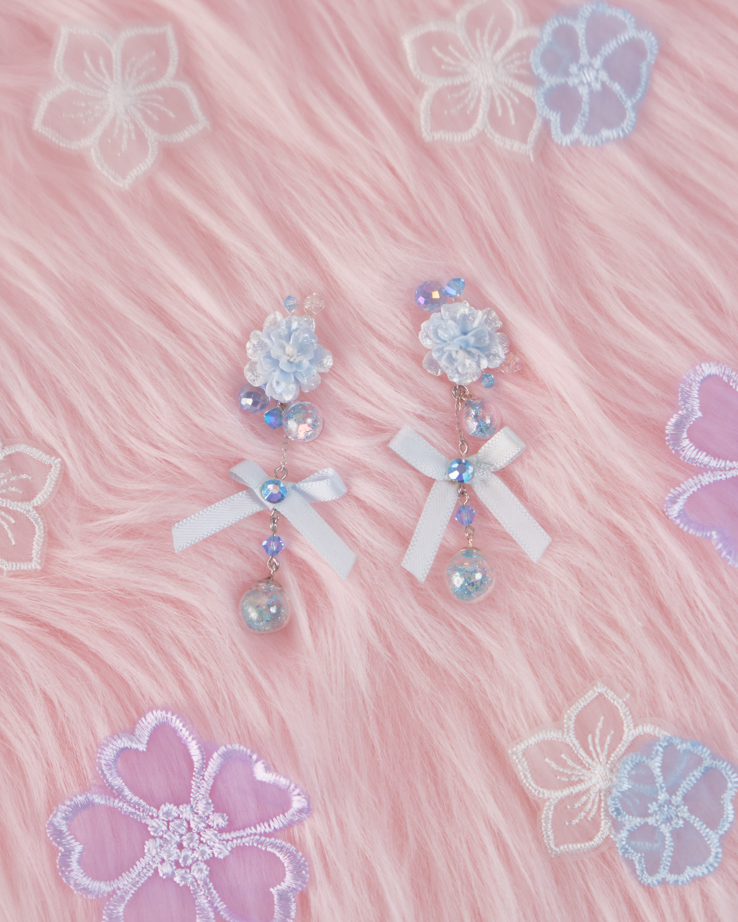 11731 日常小花蝴蝶結吊墜S925兩用耳環