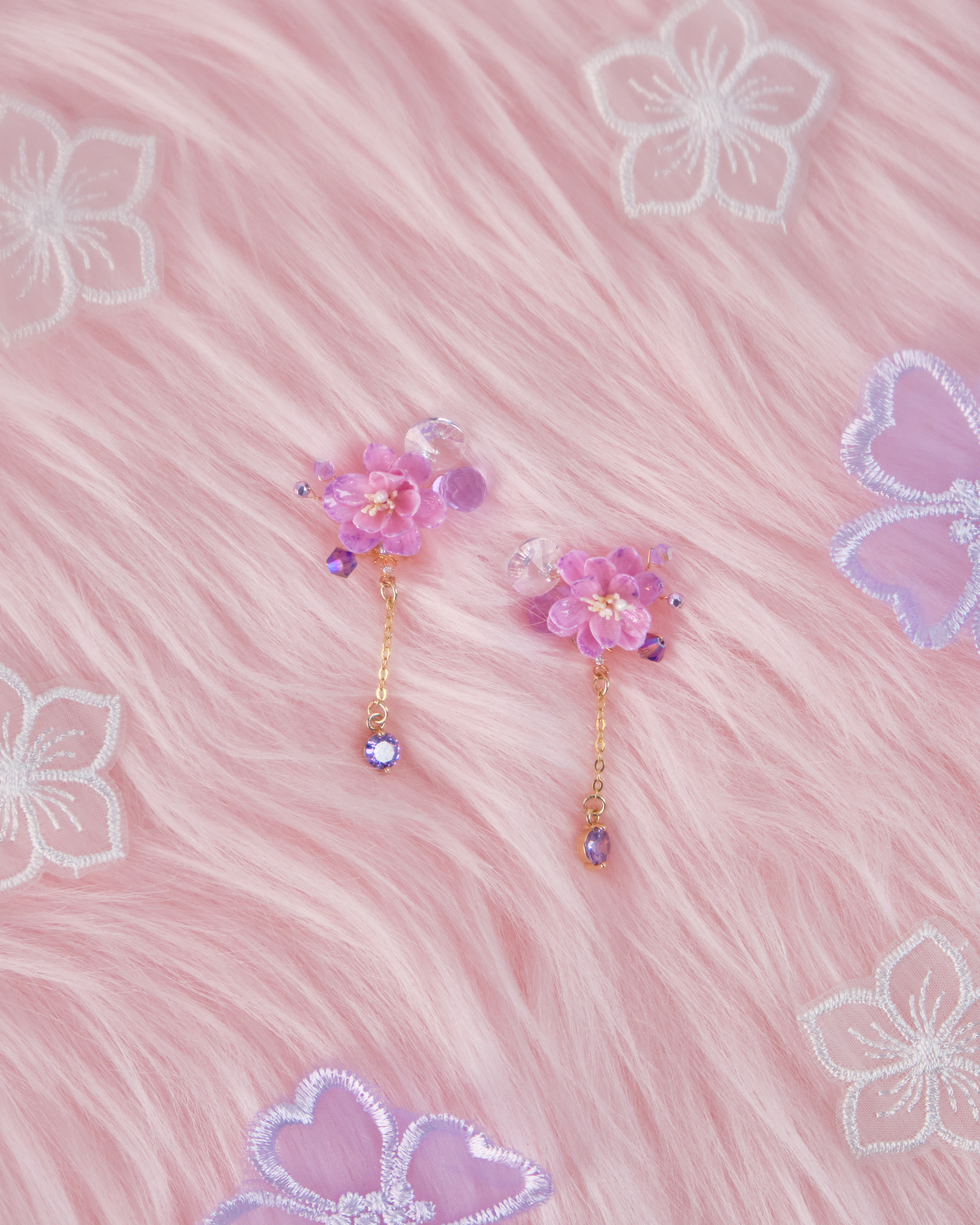 11733 日常小花蝴蝶結吊墜S925兩用耳環