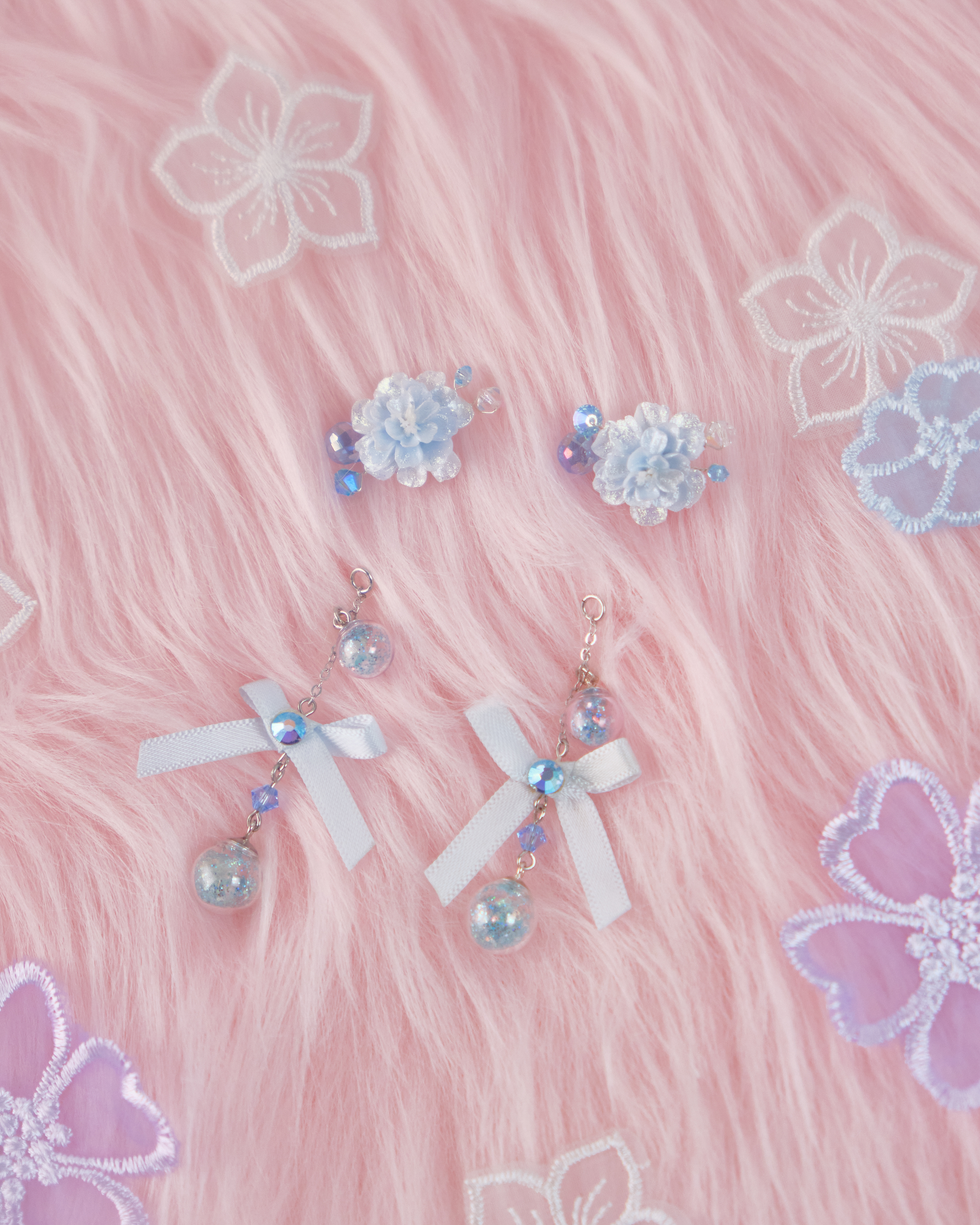 11731 日常小花蝴蝶結吊墜S925兩用耳環