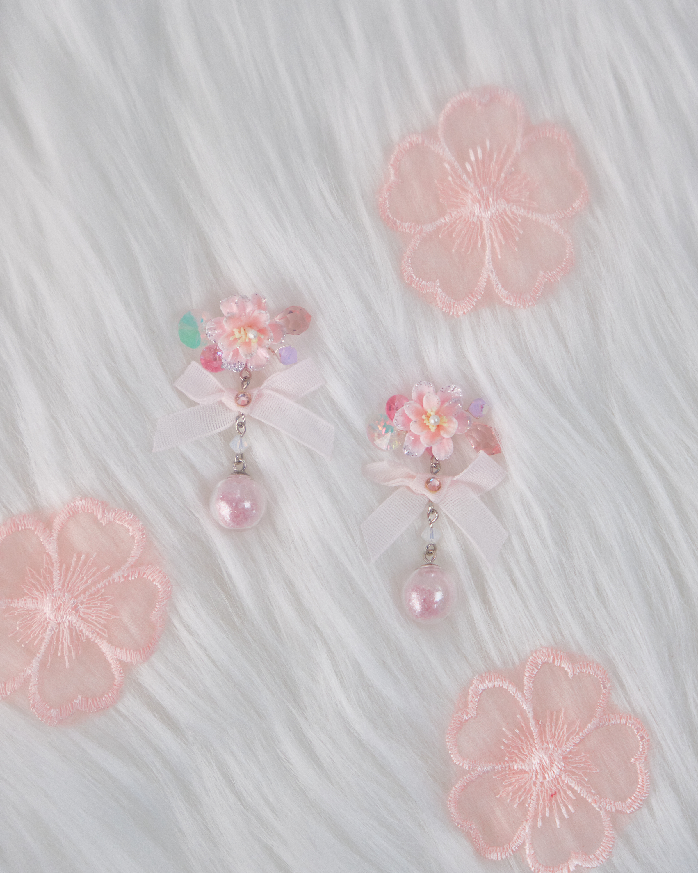 11735 日常小花蝴蝶結吊墜S925兩用耳環