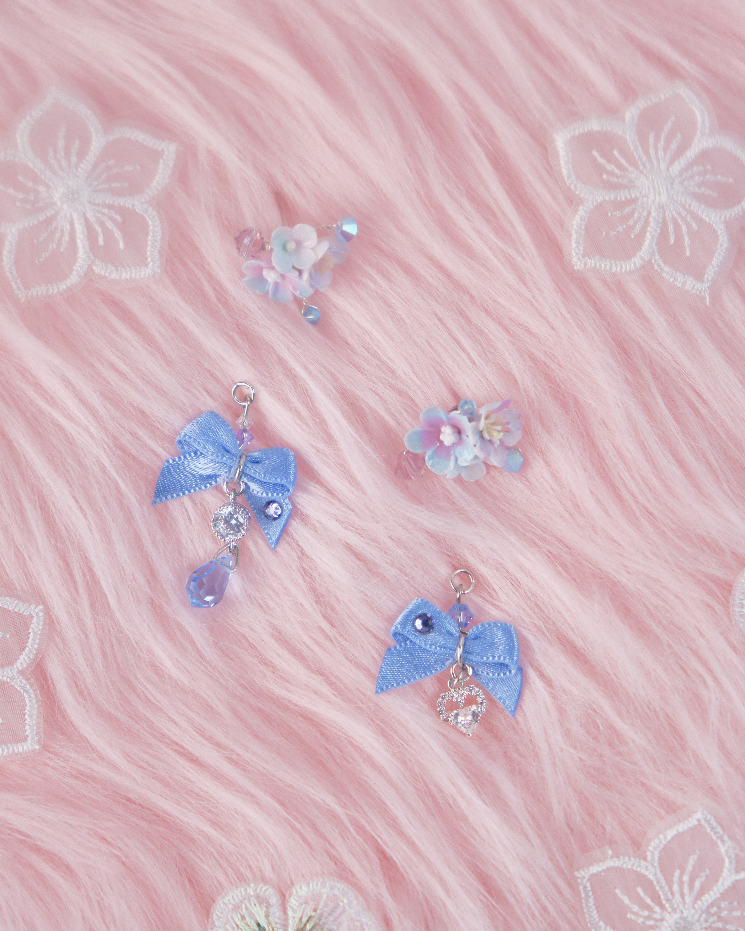 11734 日常小花蝴蝶結吊墜S925兩用耳環