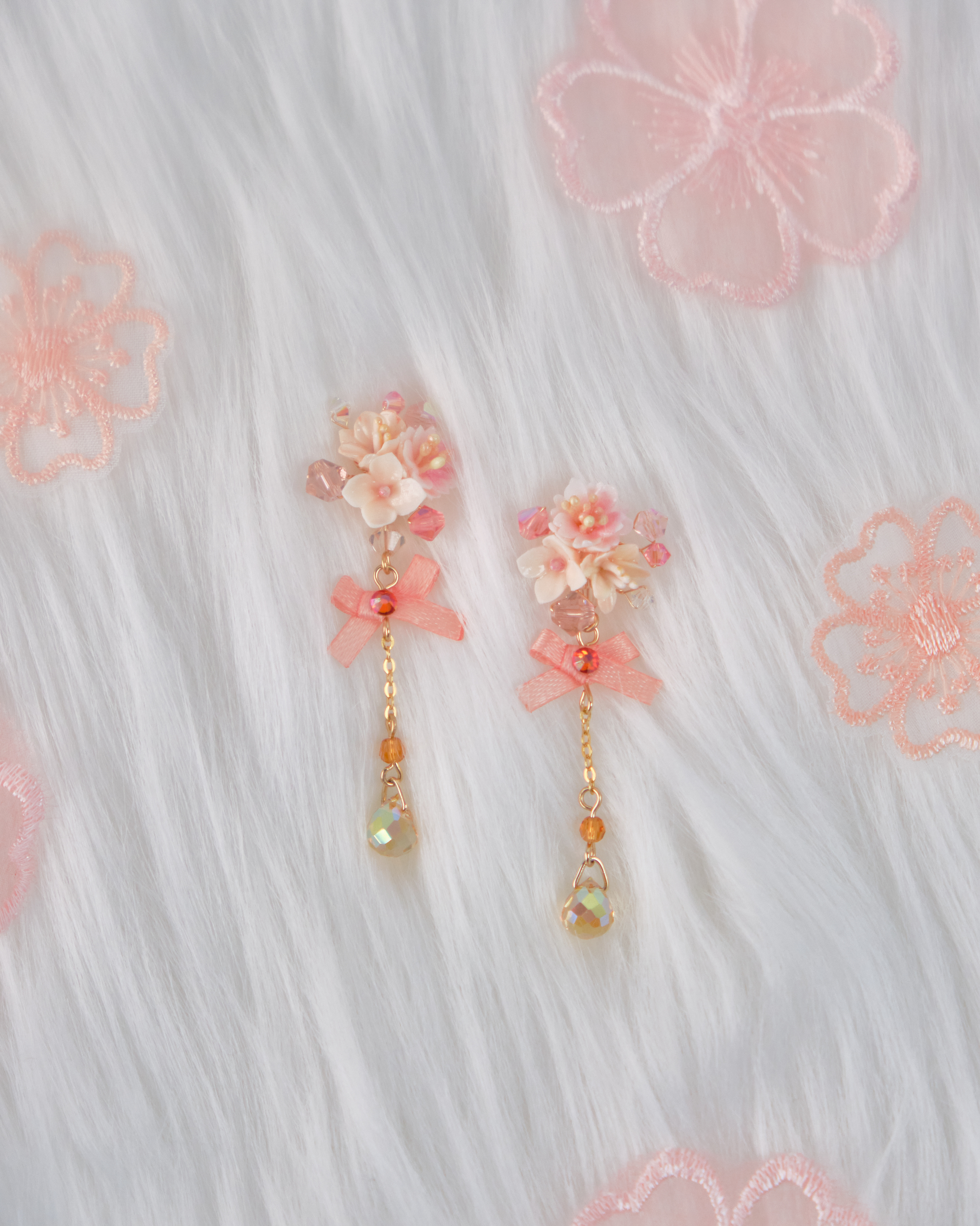 11737 日常小花蝴蝶結吊墜S925兩用耳環