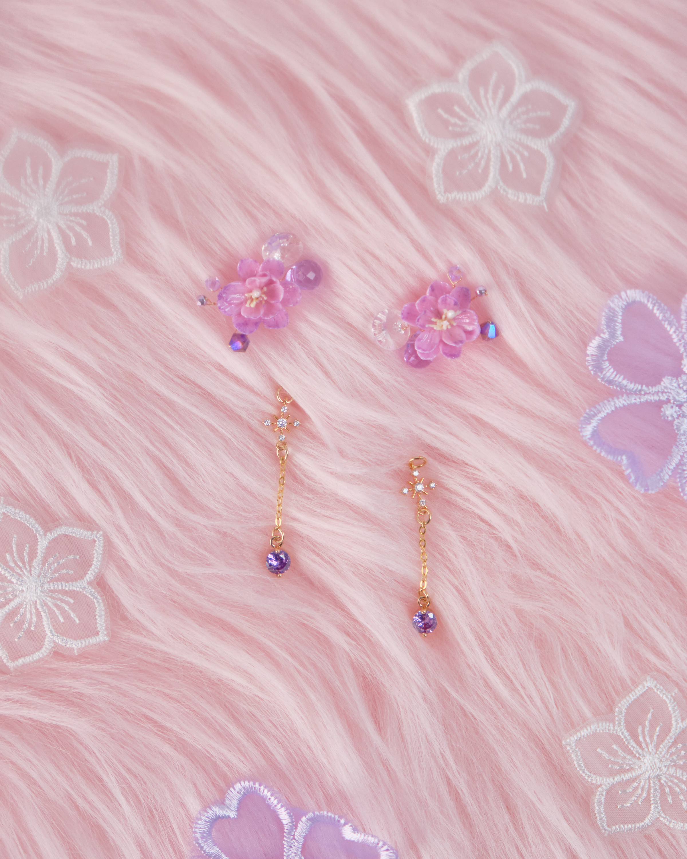 11733 日常小花蝴蝶結吊墜S925兩用耳環