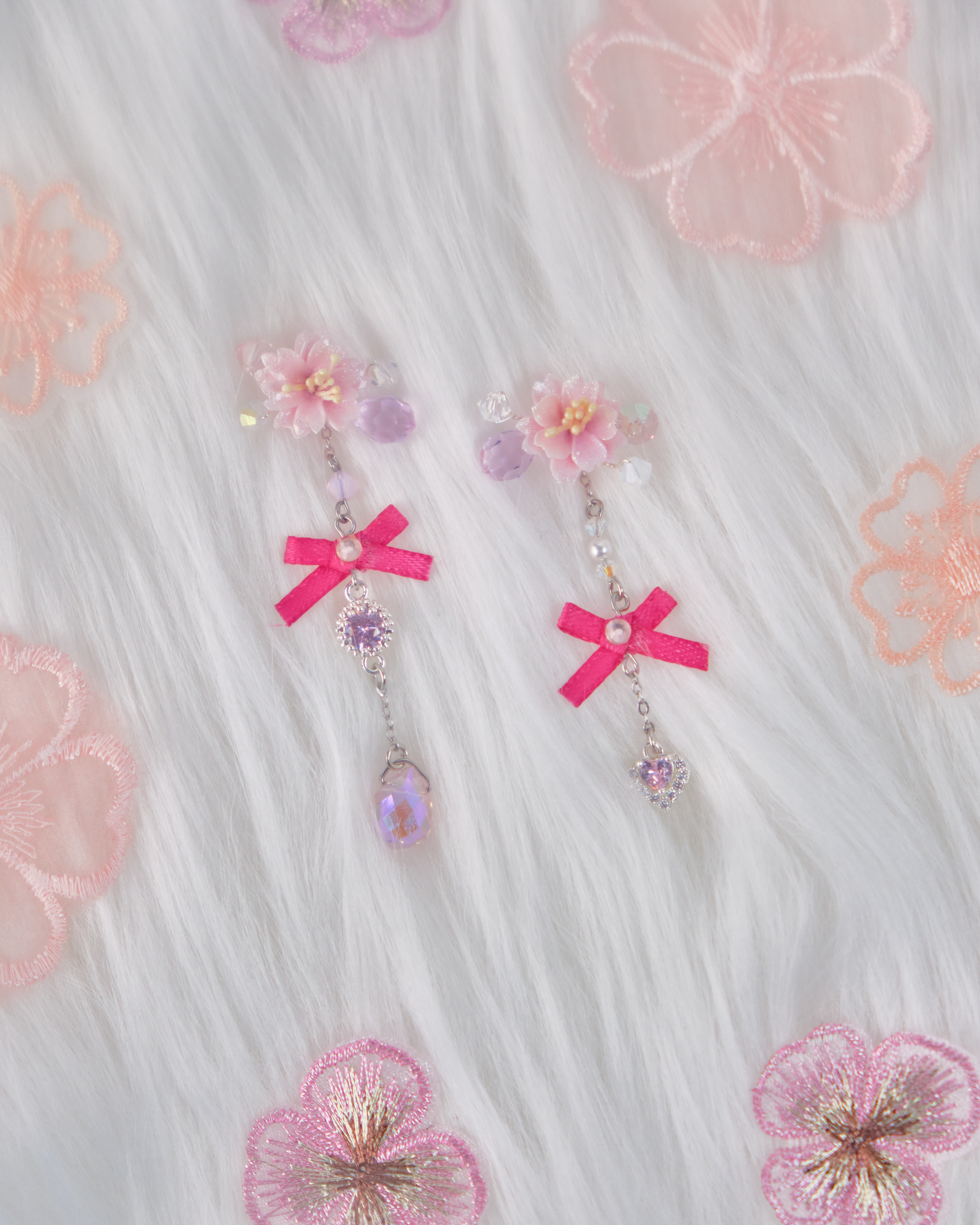 11736 日常小花蝴蝶結吊墜S925兩用耳環