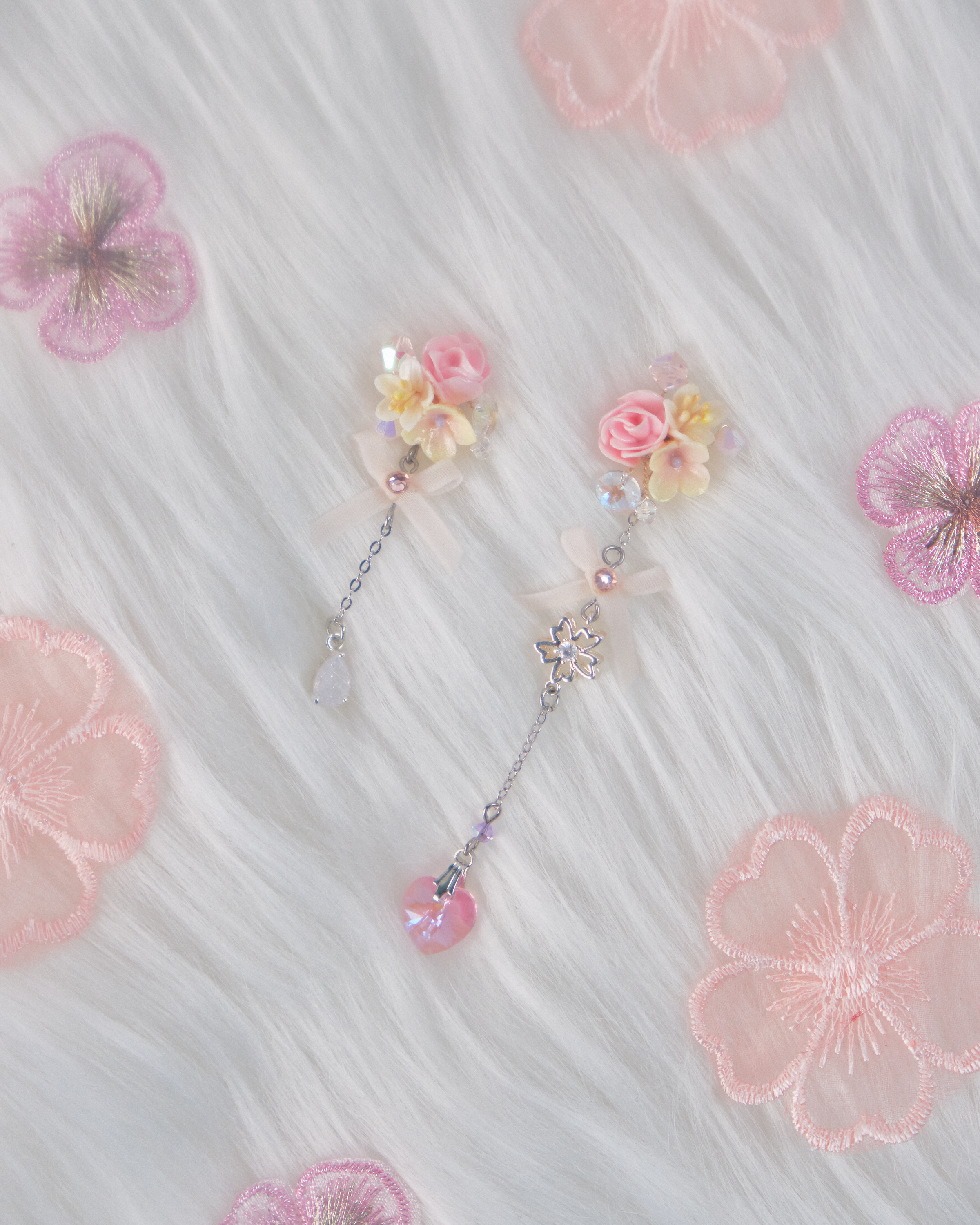 11739 日常小花蝴蝶結吊墜S925兩用耳環