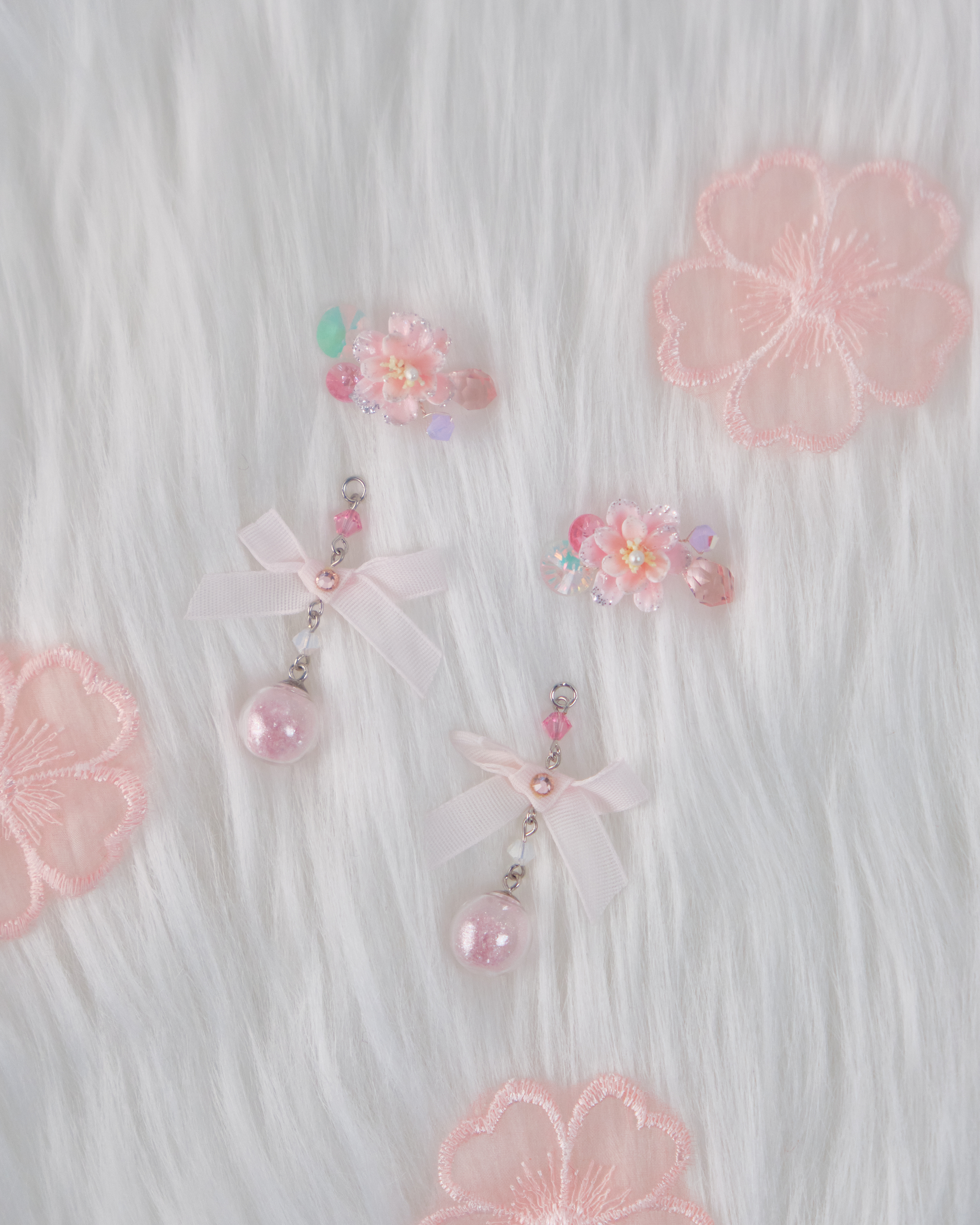 11735 日常小花蝴蝶結吊墜S925兩用耳環