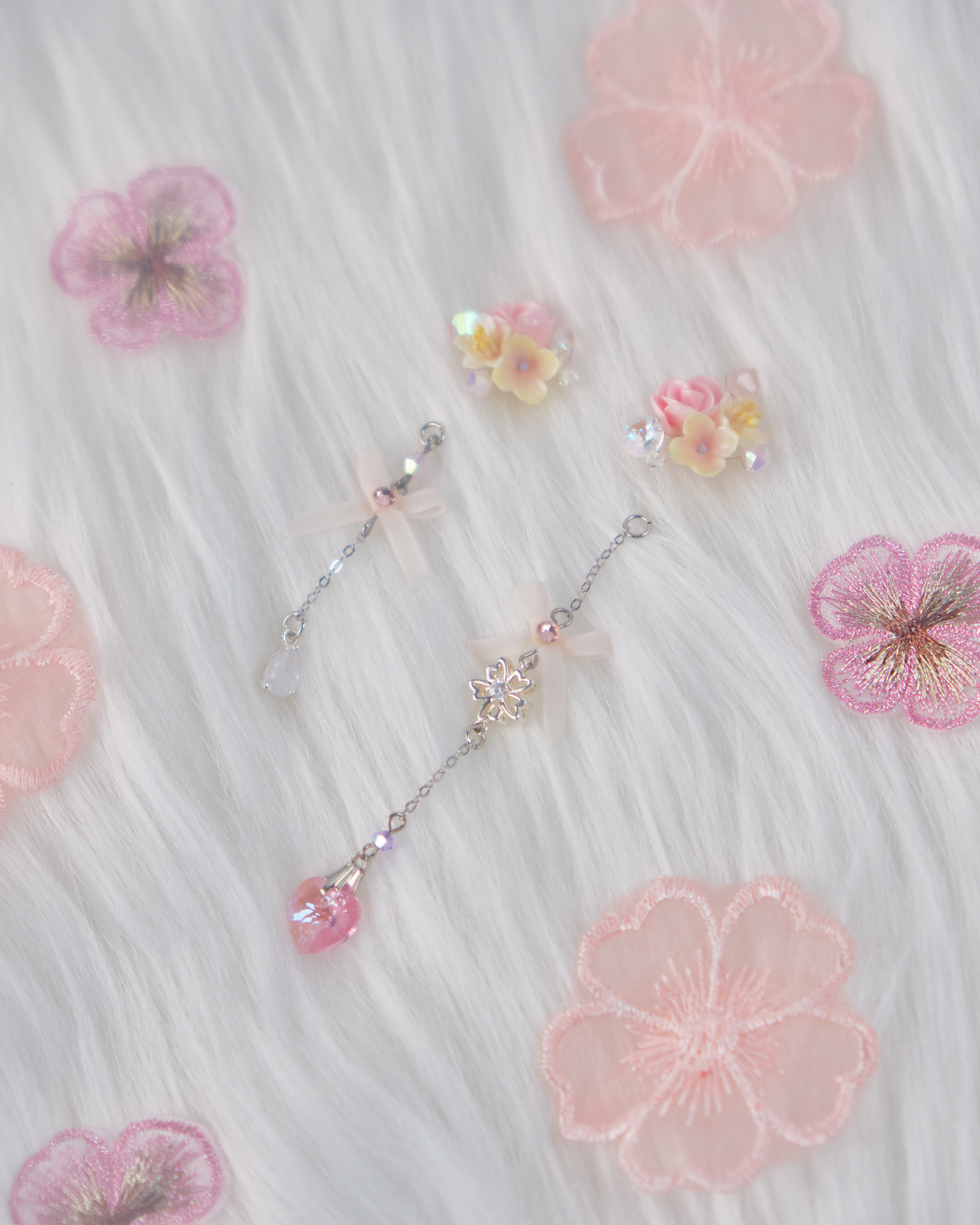 11739 日常小花蝴蝶結吊墜S925兩用耳環