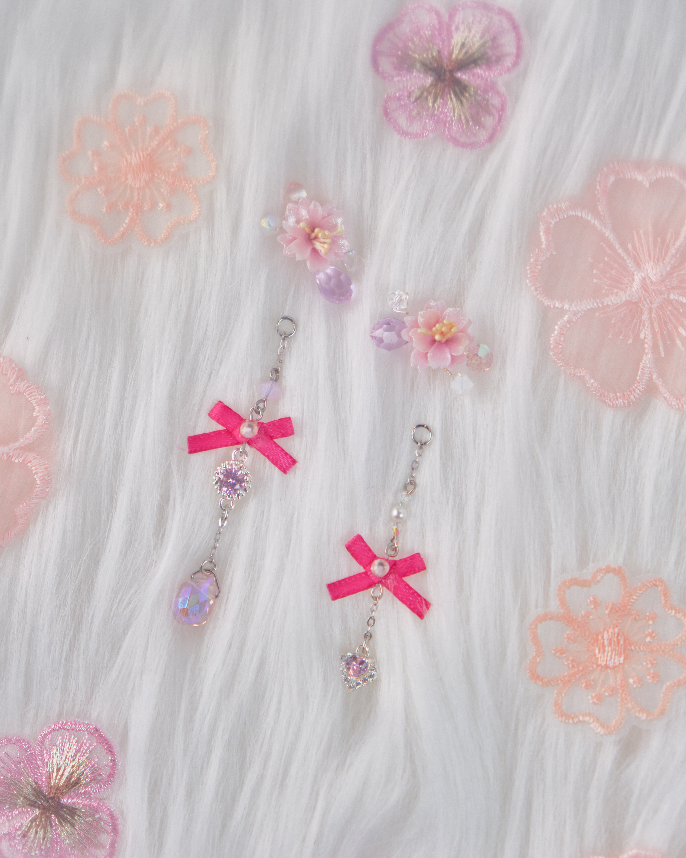 11736 日常小花蝴蝶結吊墜S925兩用耳環