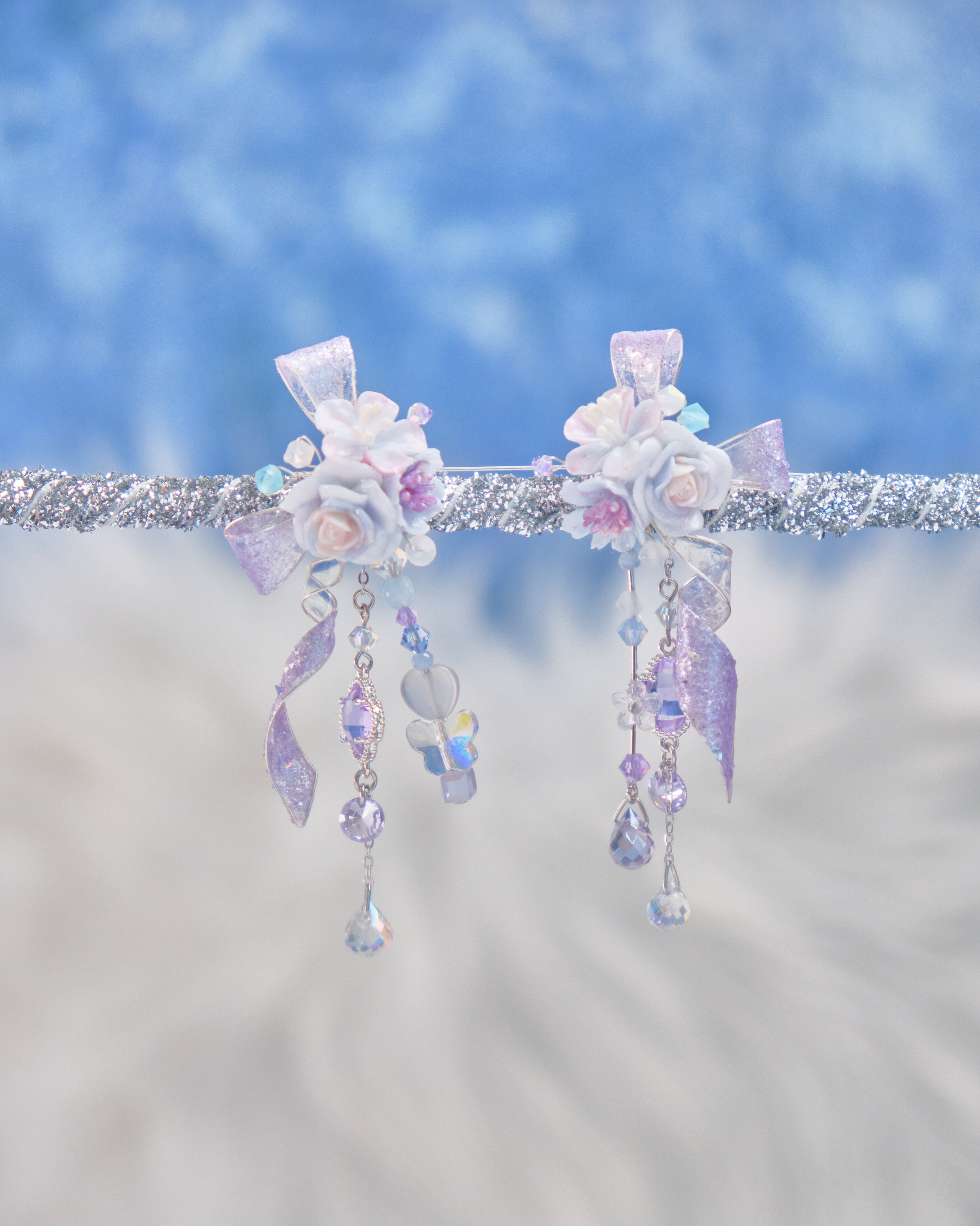 11748 閃爍樹脂銅線S925兩用耳環