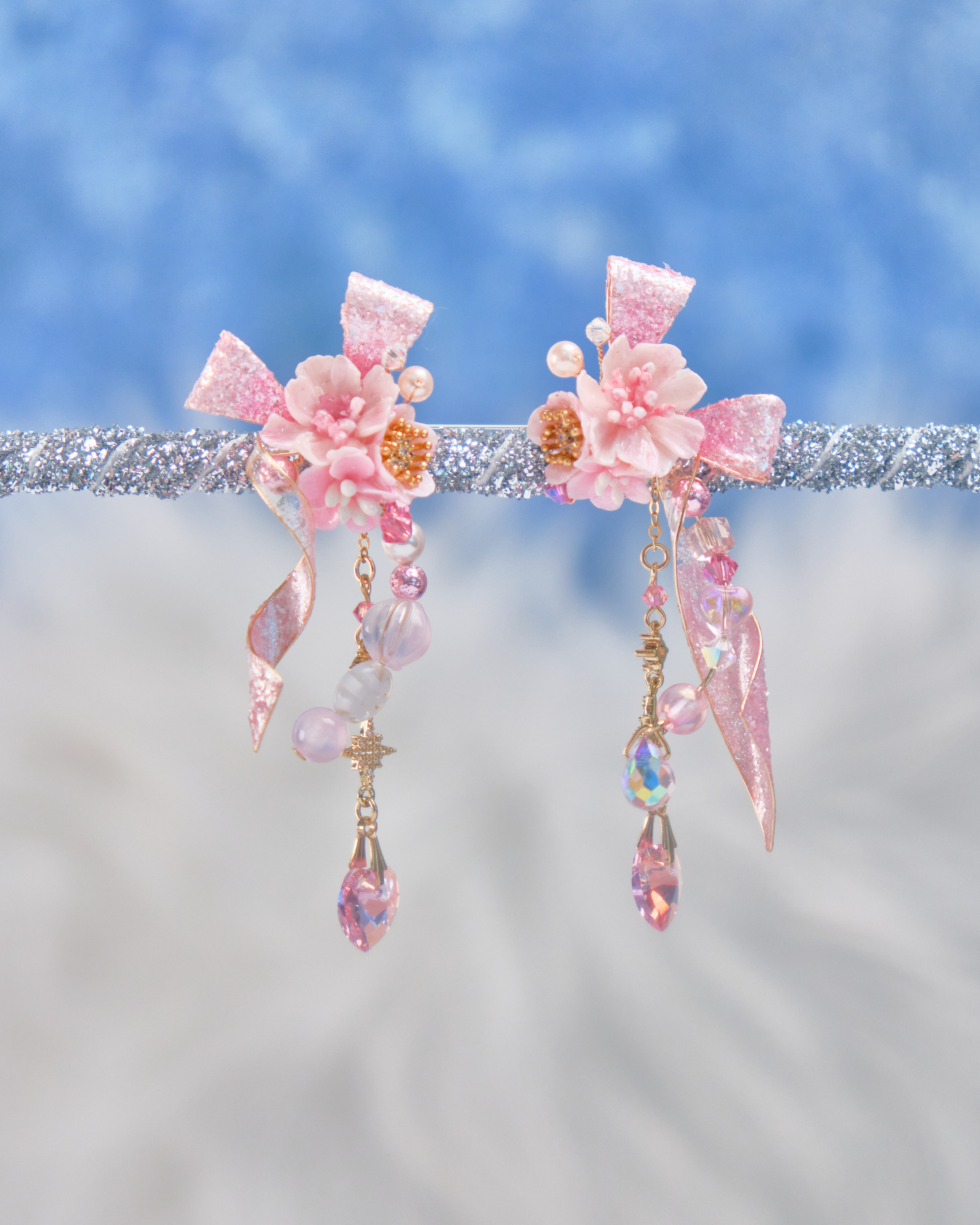 11749 閃爍樹脂銅線S925兩用耳環