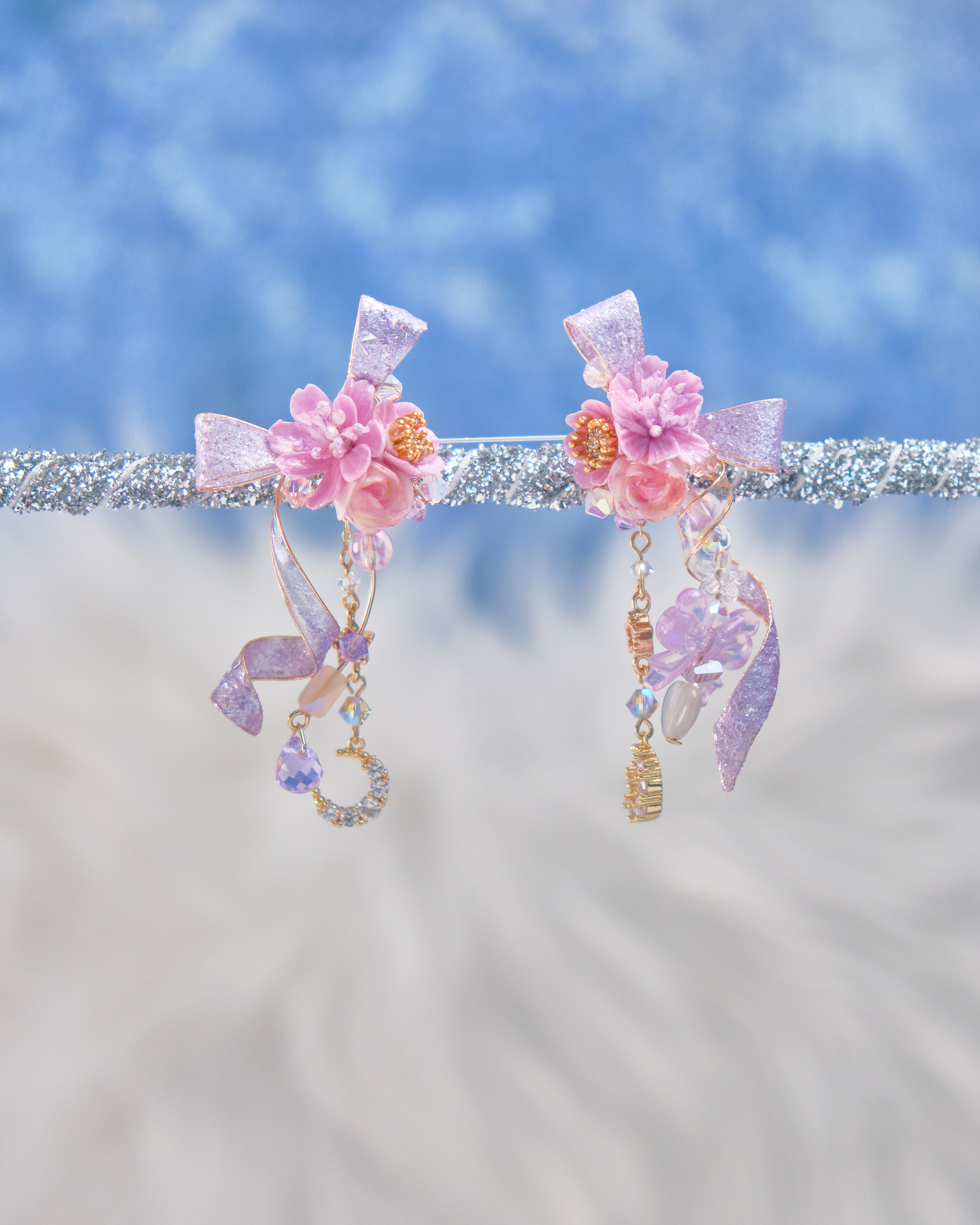 11750 閃爍樹脂銅線S925兩用耳環