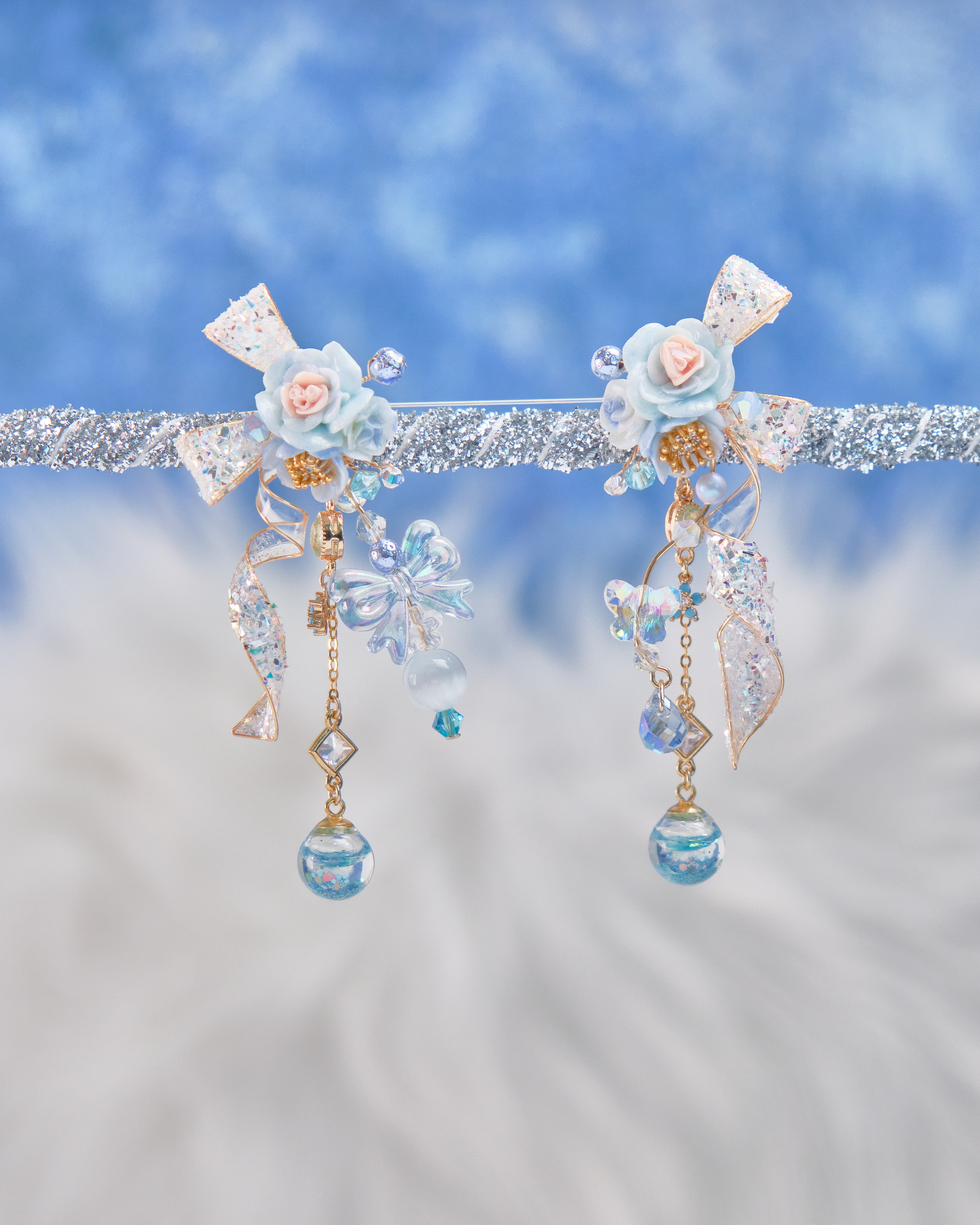 11751 閃爍樹脂銅線S925兩用耳環