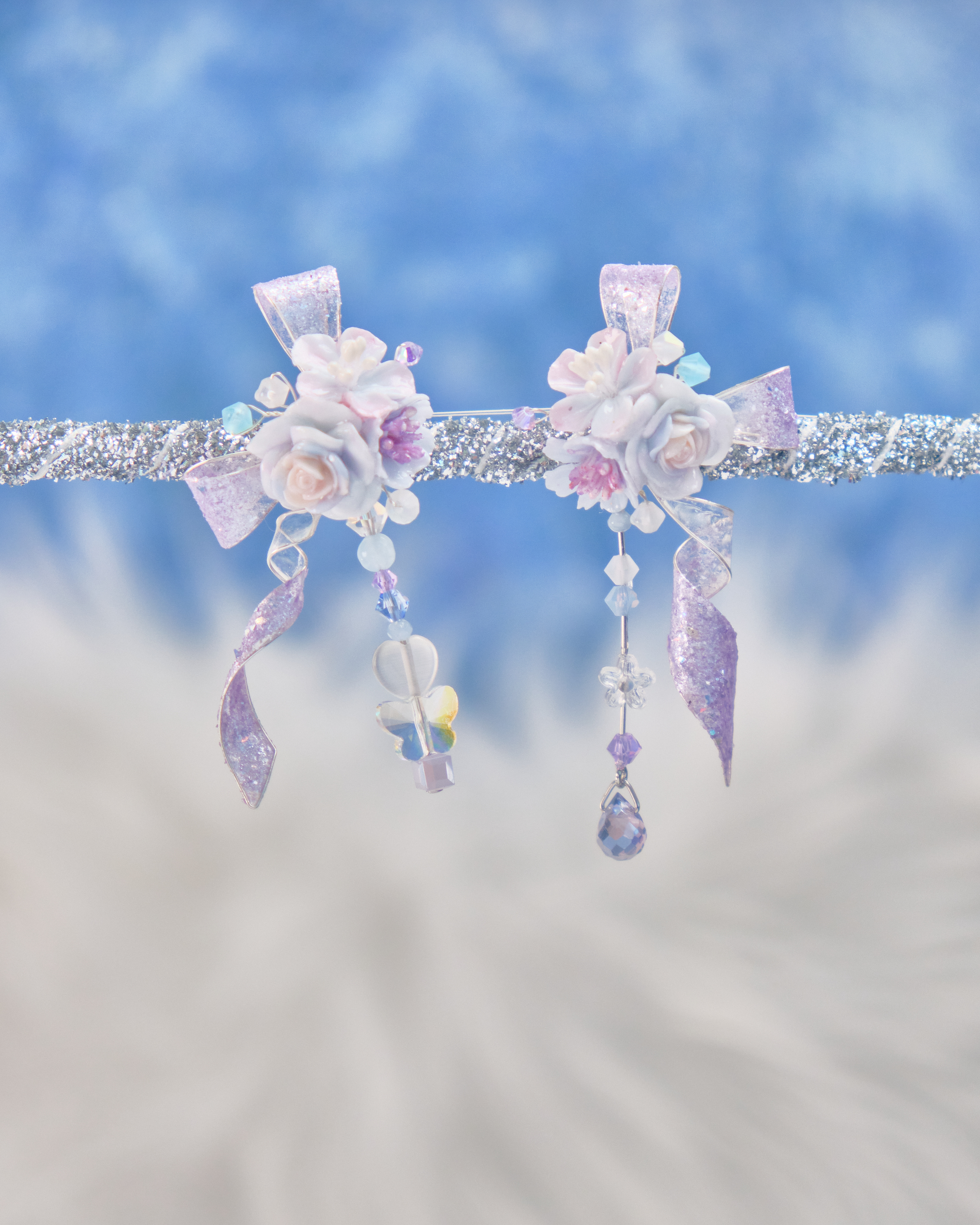 11748 閃爍樹脂銅線S925兩用耳環