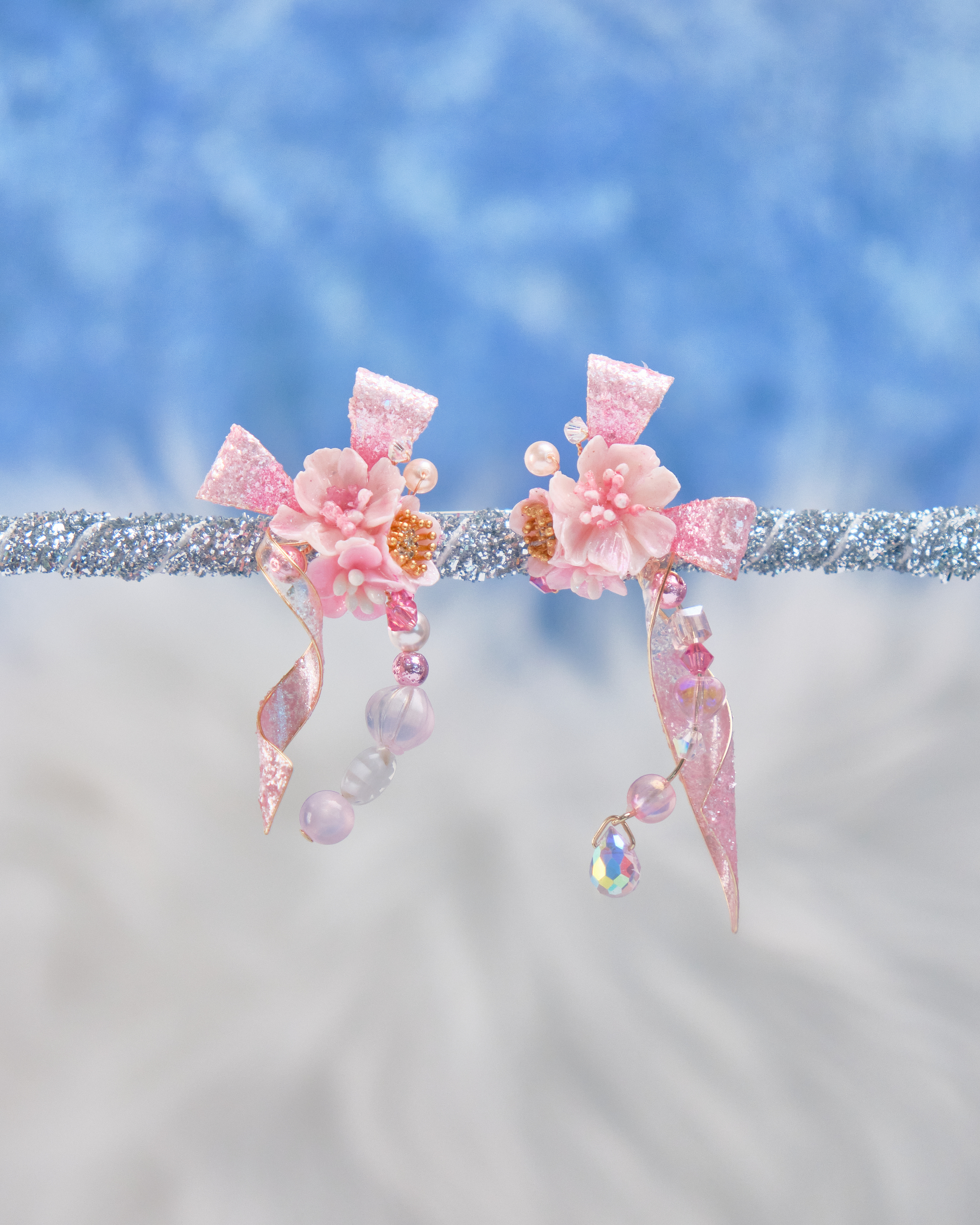 11749 閃爍樹脂銅線S925兩用耳環