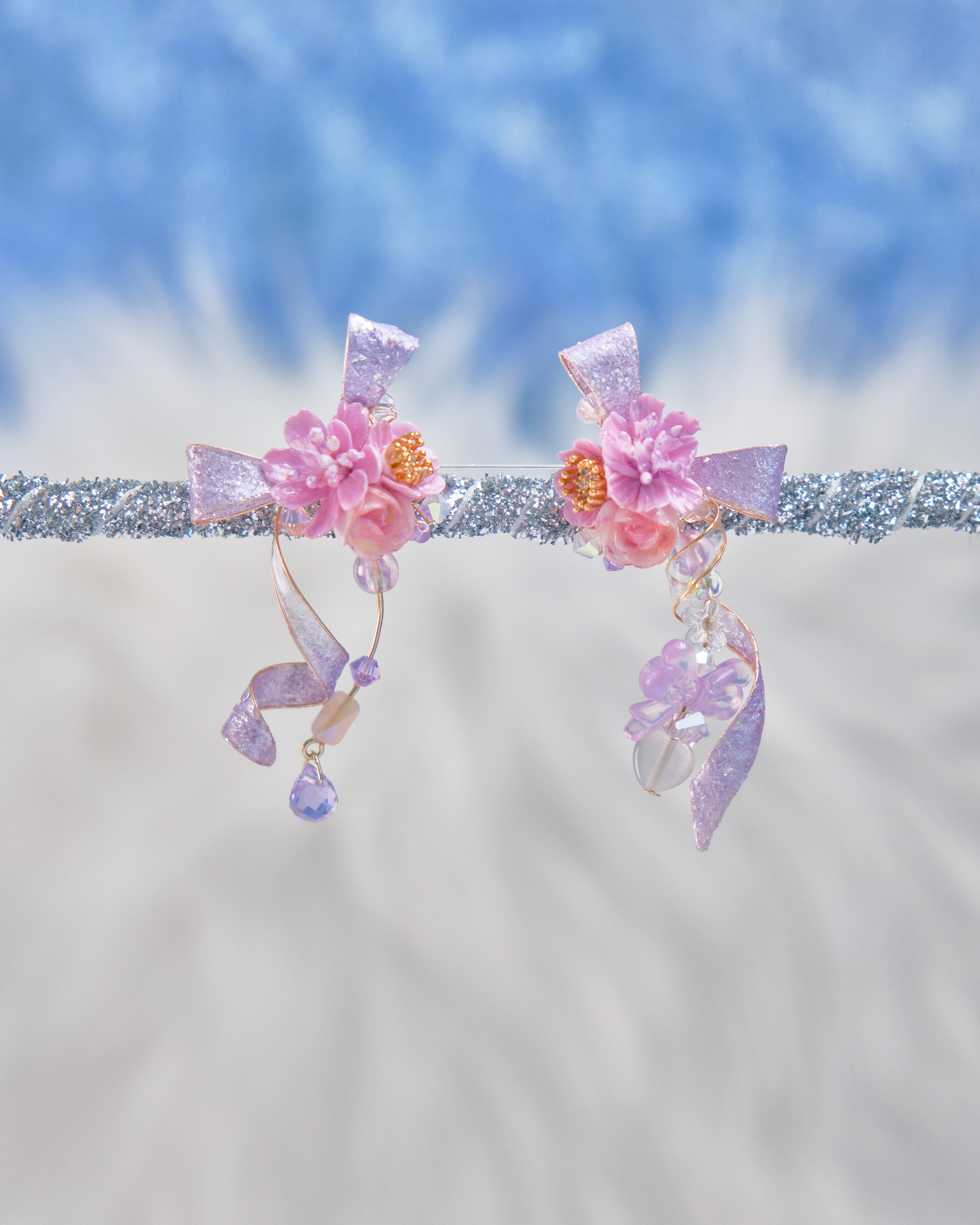 11750 閃爍樹脂銅線S925兩用耳環