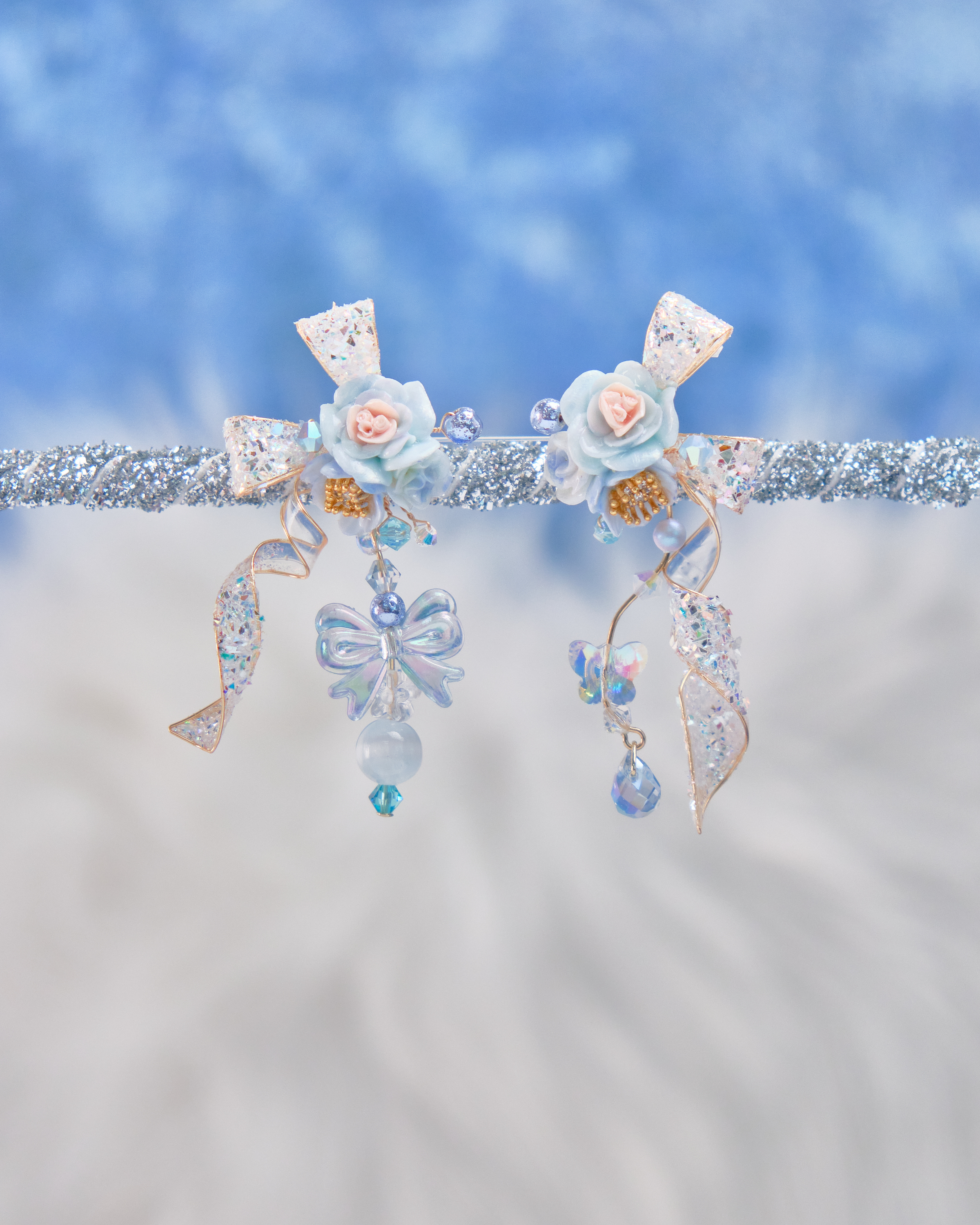 11751 閃爍樹脂銅線S925兩用耳環