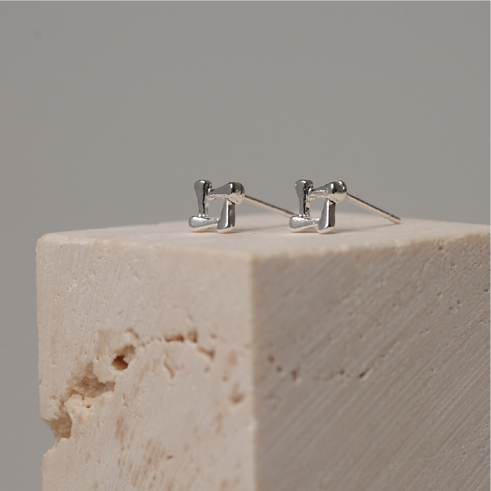 幾何方純銀耳針