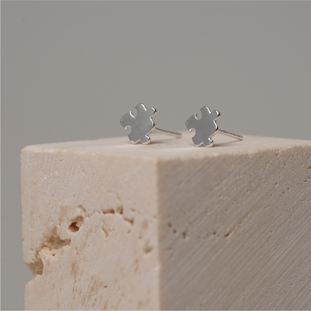 拼圖純銀耳針