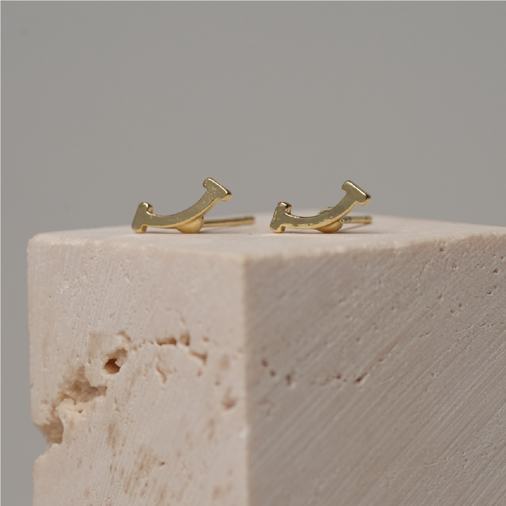 微笑純銀耳針-金