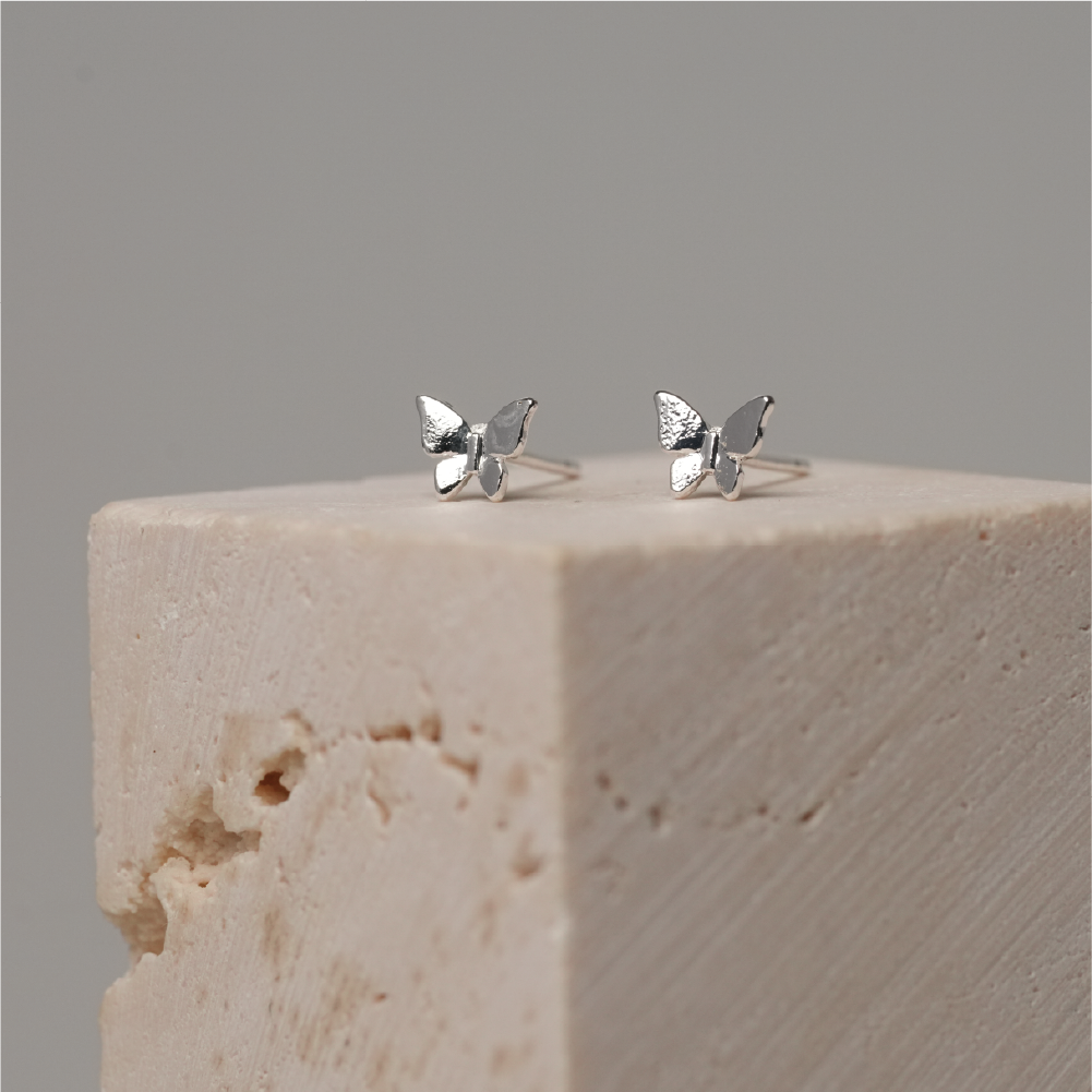 蝴蝶純銀耳針-銀