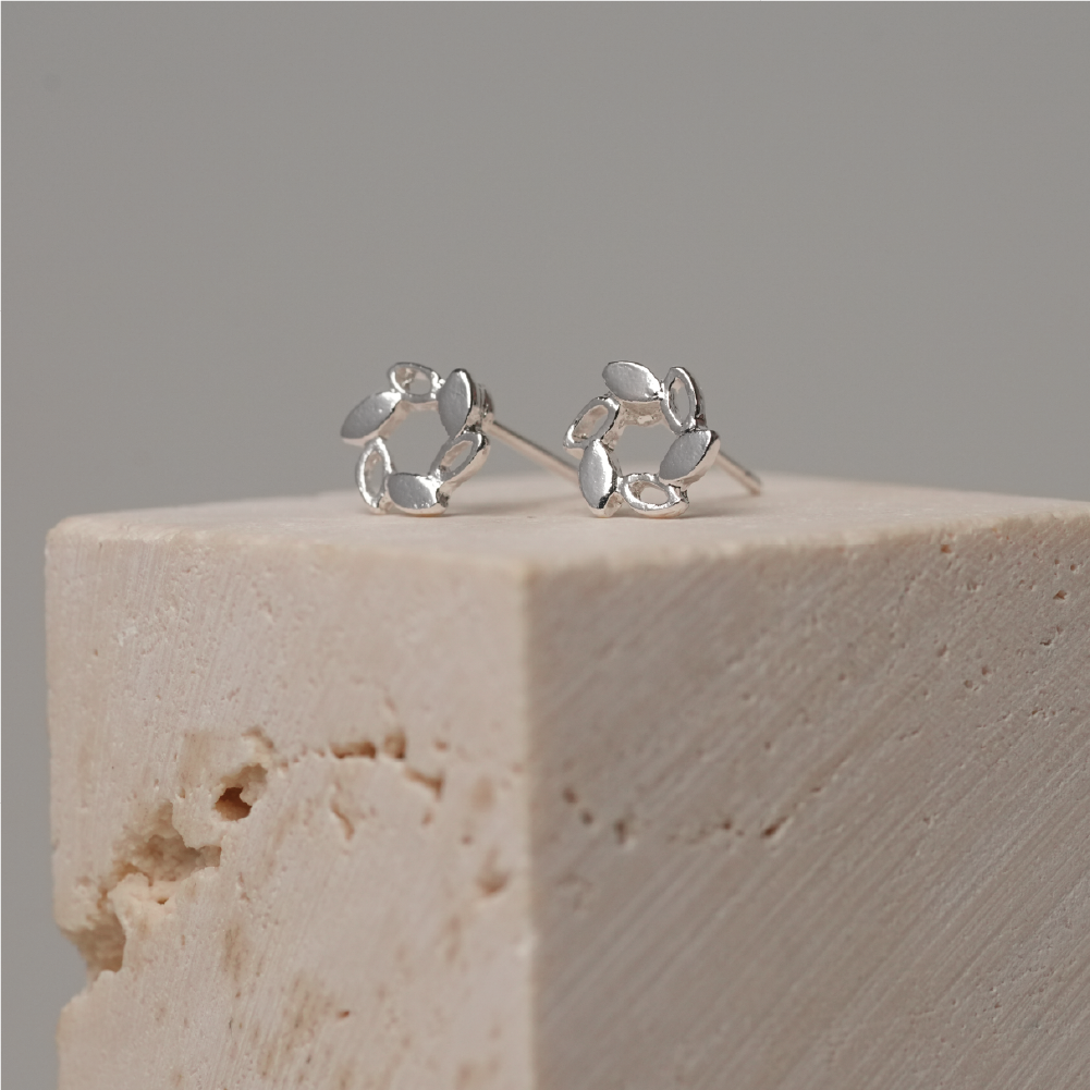 桂冠純銀耳針-銀