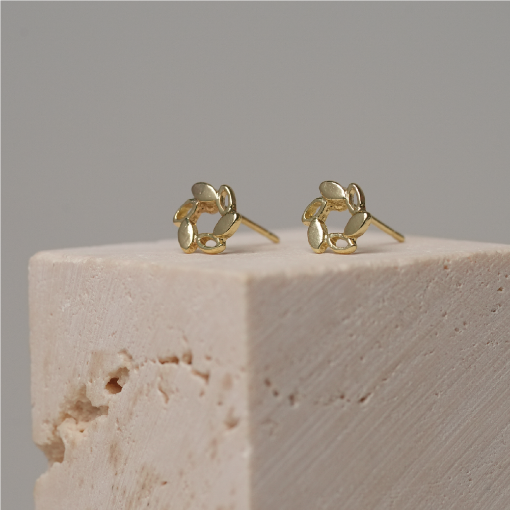 桂冠純銀耳針-金