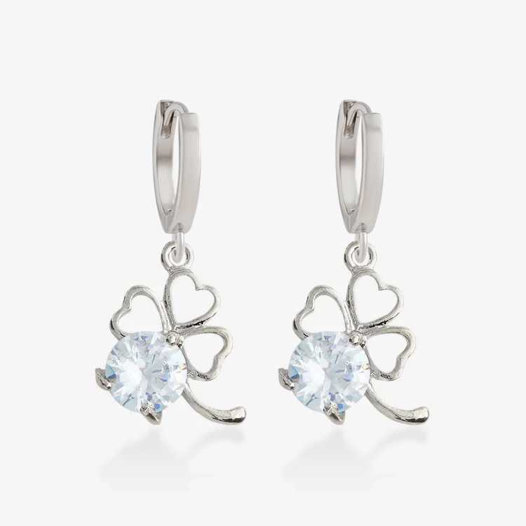 單鑲四葉草．吊飾耳環