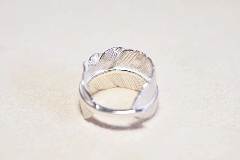 素銀羽毛戒指中碼M