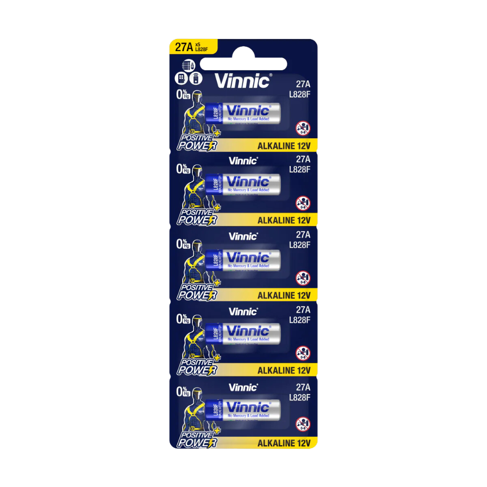 Vinnic 高壓鈕型鹼性無汞電池 (12V) 5粒裝 27A/L828F