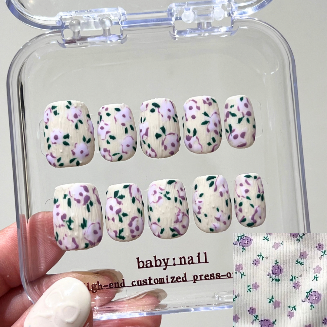 baby:nail ︳Spring Purple Small Floral。Hand-made