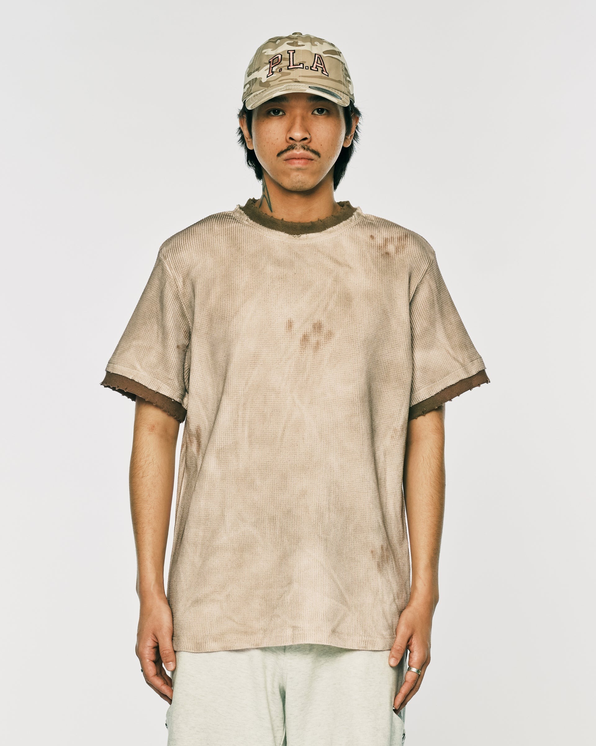 PLATEAU STUDIO / Vintage ringer waffle tee - Beige / brown