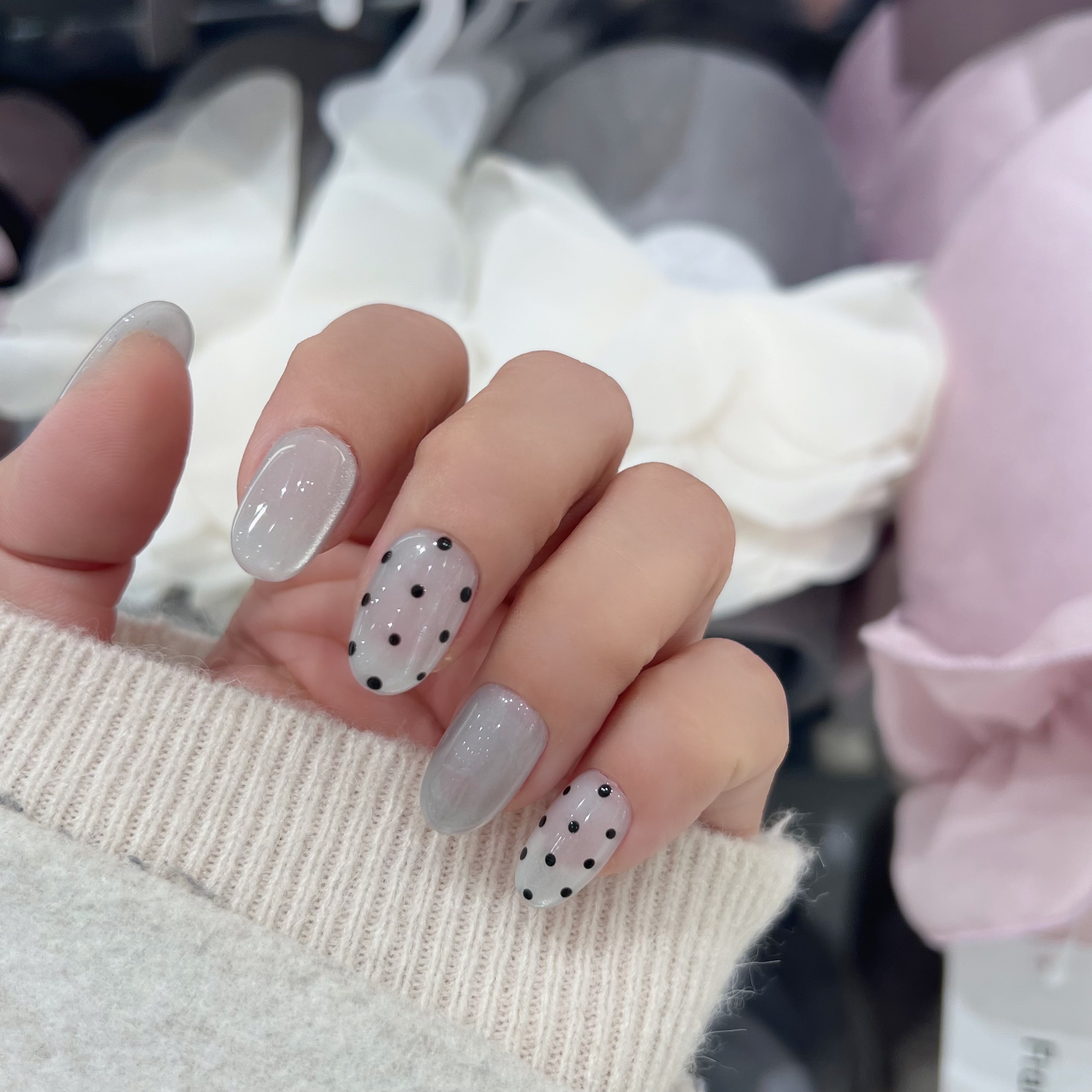 baby:nail ︳Sparkle White with Black Dot