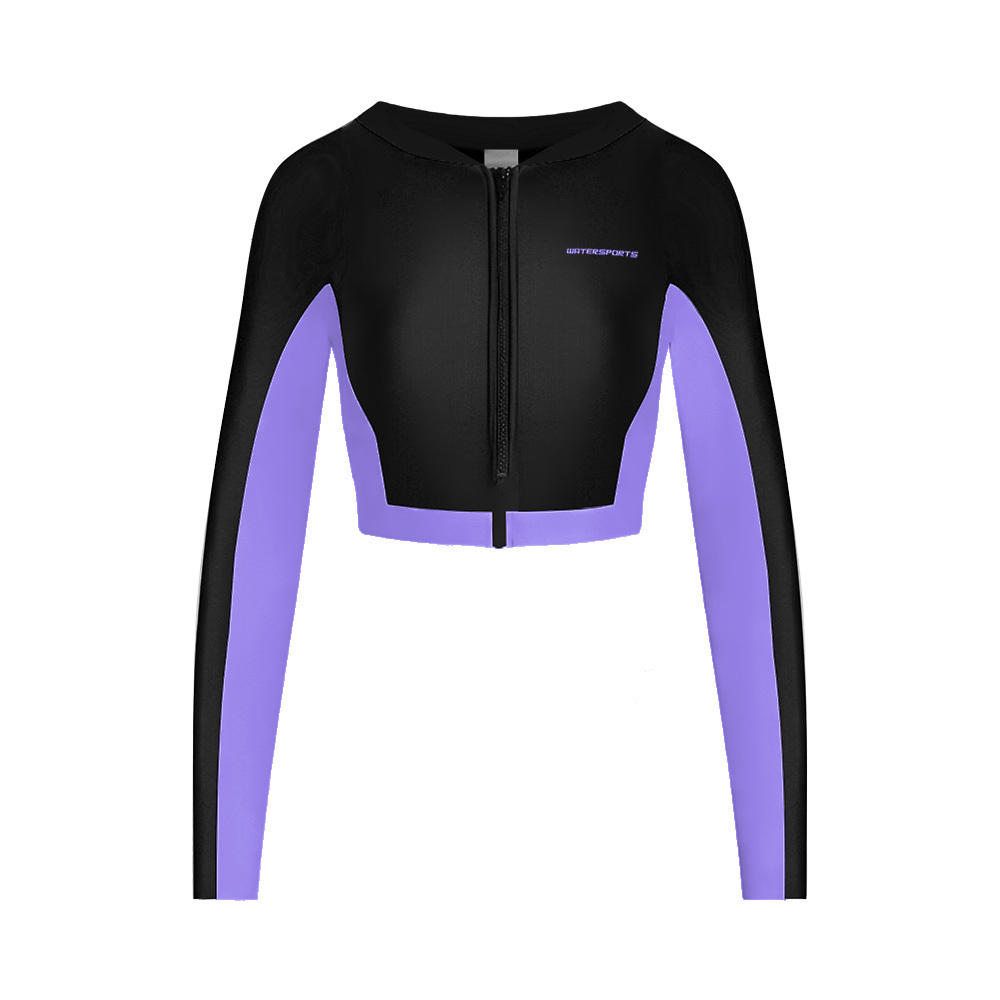 女士 Sea Dive 長袖露腰防曬夾克 - 黑/紫