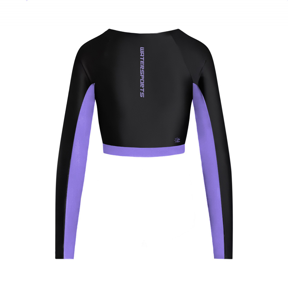 女士 Sea Dive 長袖露腰防曬夾克 - 黑/紫