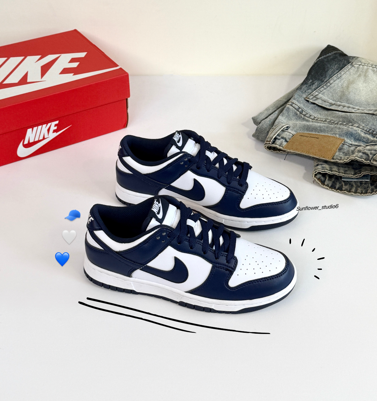 Nike Dunk Low 黑曜石 深藍色 黑藍色 藍白色 皮革 男女款 HF5441-107/預購