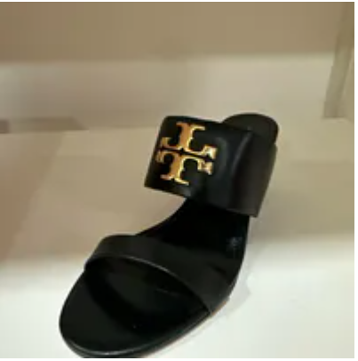 [S] TORY BURCH EVERLY 65MM SANDAL WEDGE CALF LEATHER,PERFECT BLACK/GOLD, 81616-001 [FINAL SALE] (STB673)