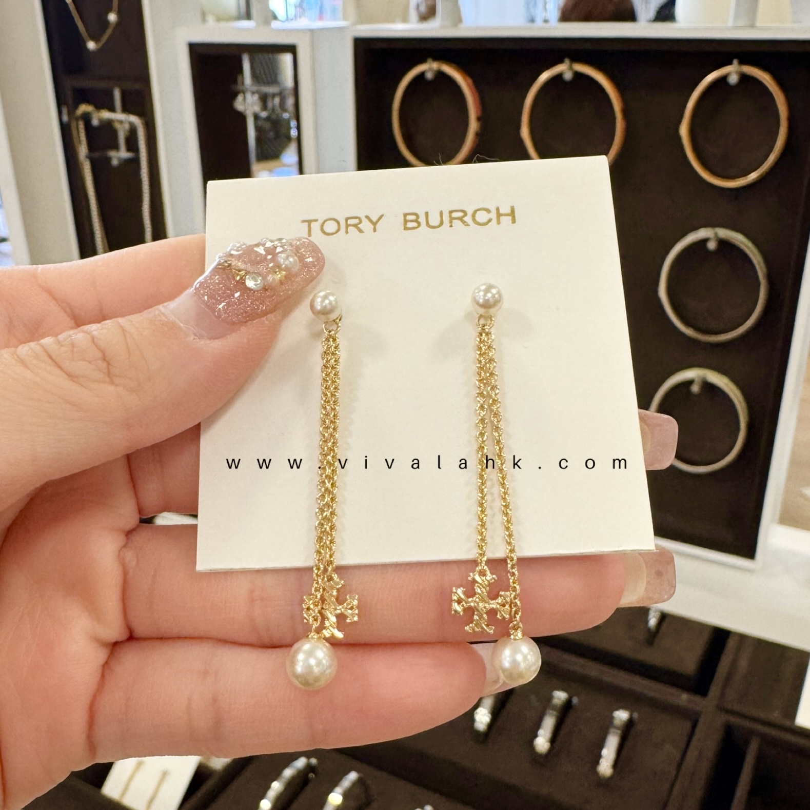 Tory Burch - Britten 珍珠吊墜長款耳環  (161543)