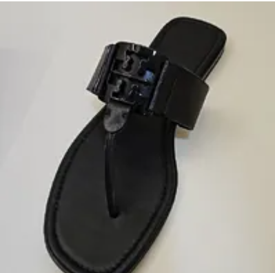 [S] TORY BURCH GEORGIA SANDAL CALF LEATHER,PERFECT BLACK/PERFECT BLACK, 161217-006 [FINAL SALE] (STB678)