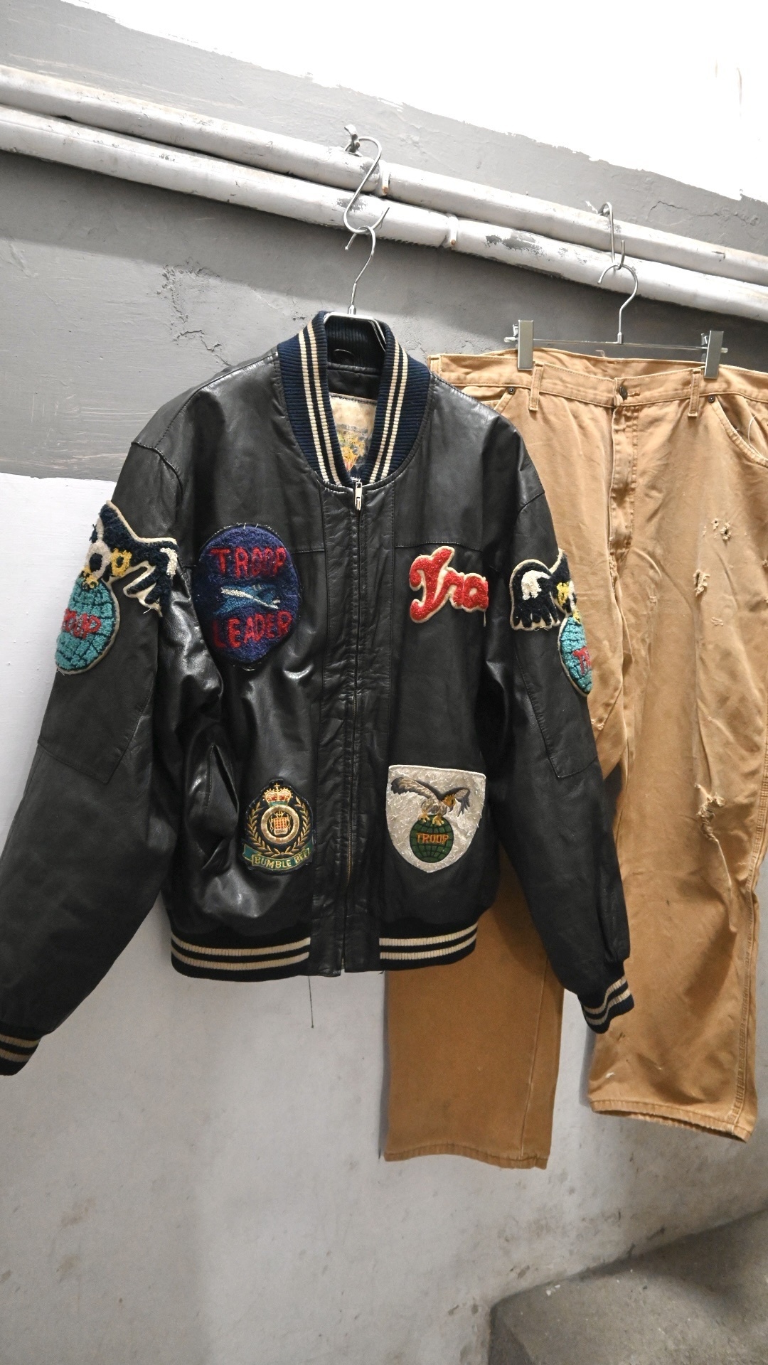 80s TROOP Hip Hop Leather Jacket