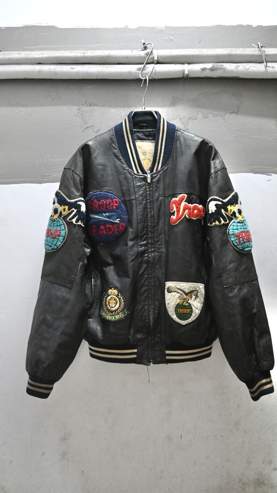 80s TROOP Hip Hop Leather Jacket