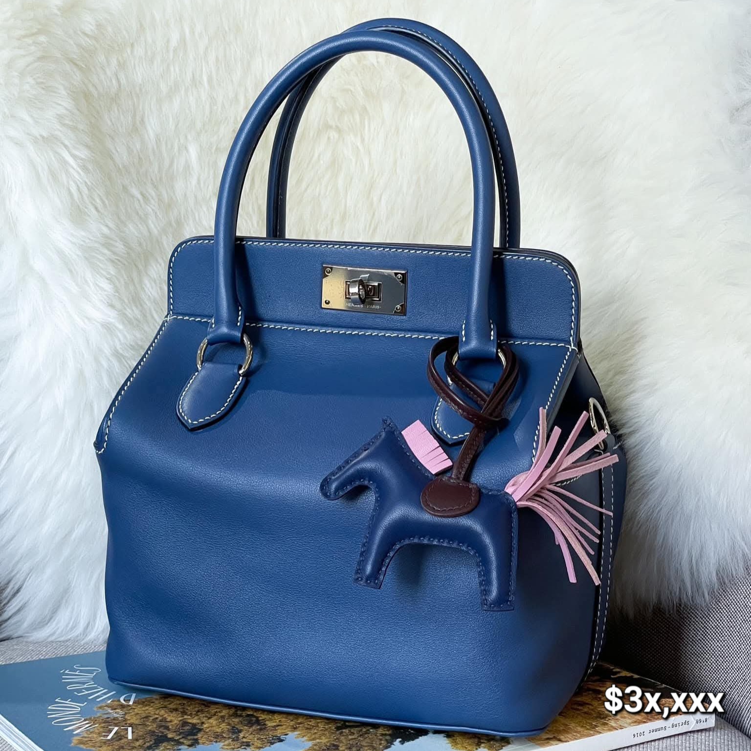 Preloved Hermès Toolbox 20 Swift Bleu Brighton/ Bleu Indigo PHW HK$3x,xxx (HK$2,000 即時落訂)