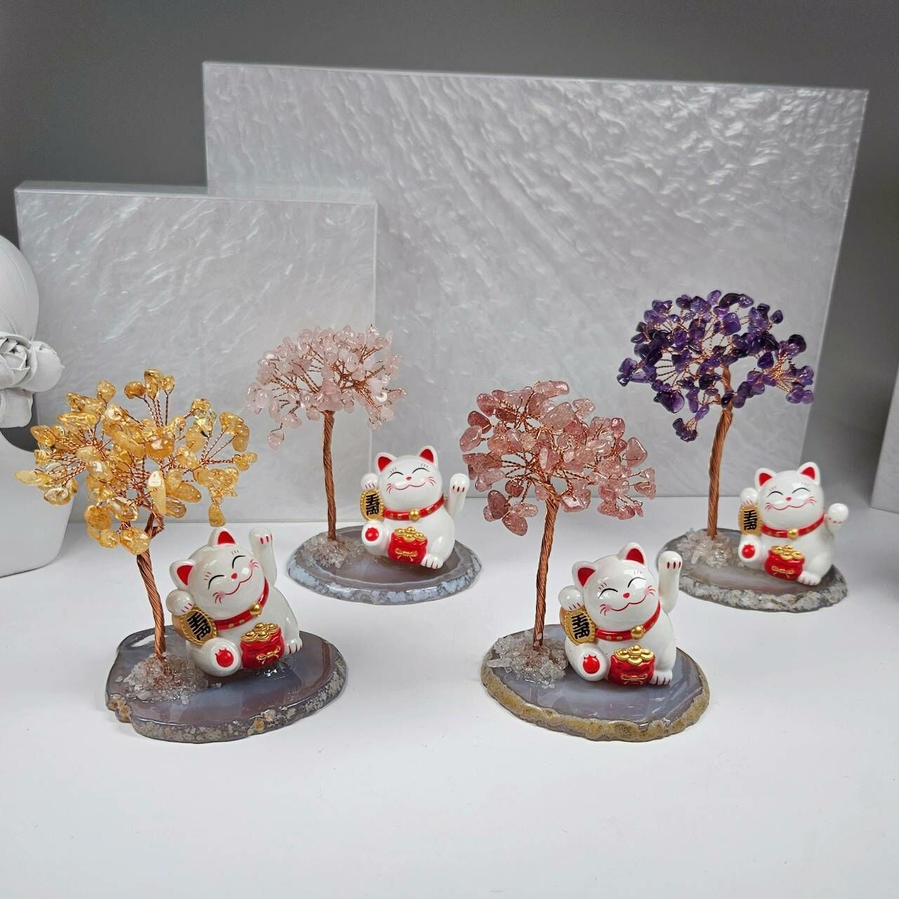 水晶樹/招財貓貓(左手會晃動)