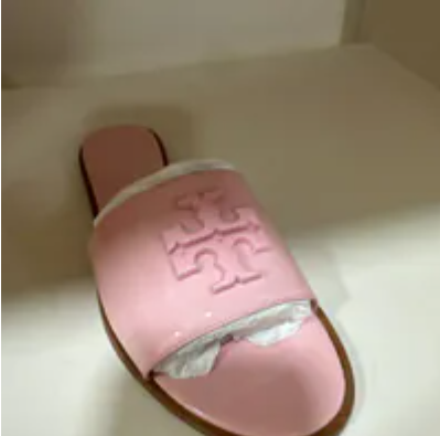 S] TORY BURCH EVERLY SLIDE SOFT PATENTCHROME FREE PATENT,PETUNIA