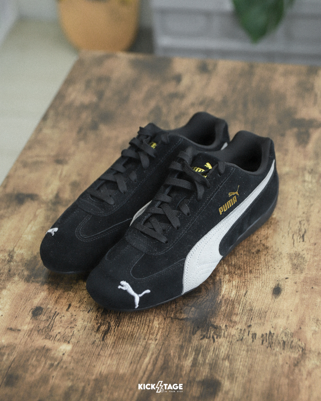 男女鞋 PUMA Speedcat OG 黑白金 Rosé朴彩英代言同款 麂皮 復古 休閒 賽車鞋【398846-01】