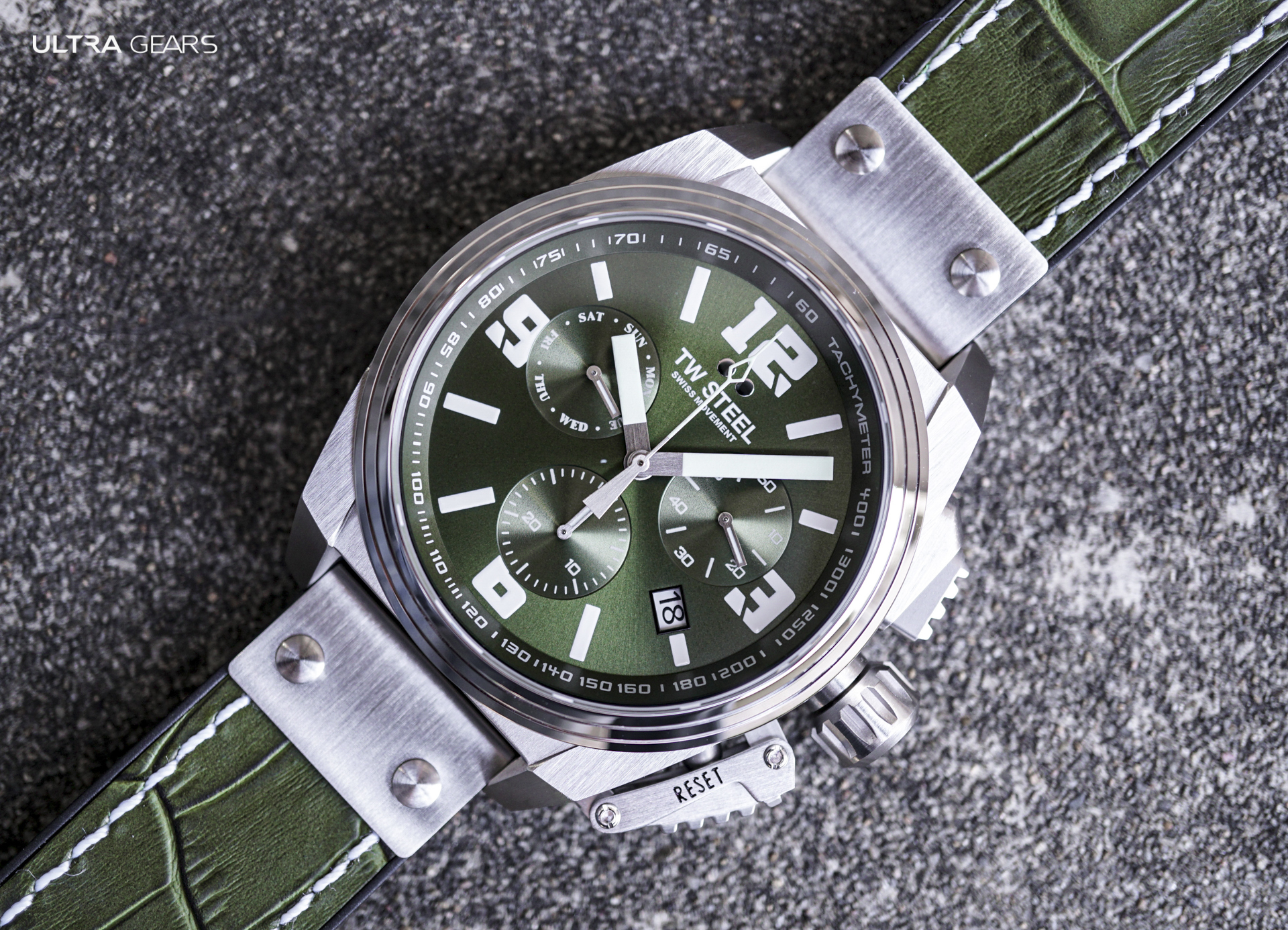 TW Steel SWISS CANTEEN 全鋼綠面計時碼錶 TW1116