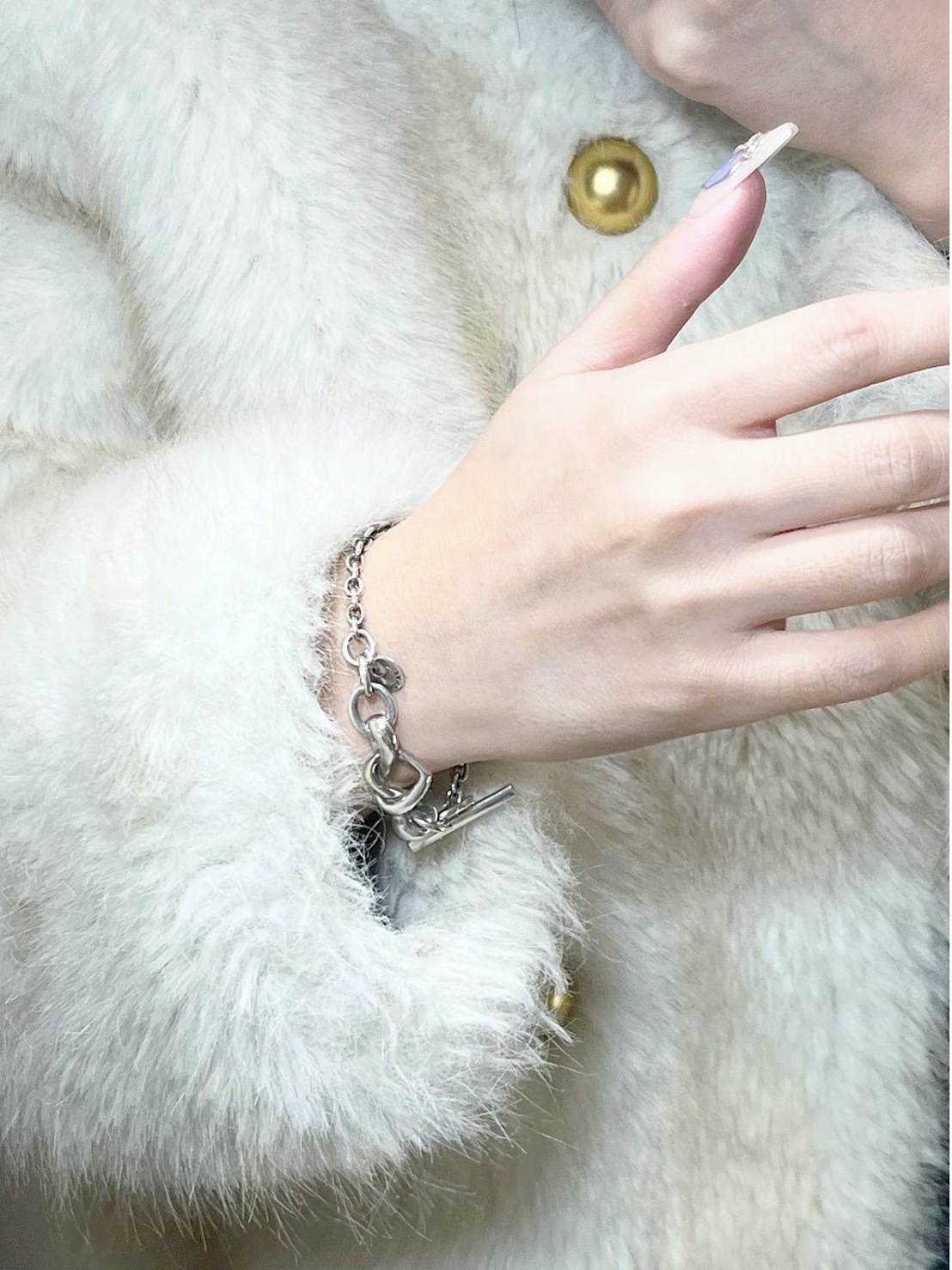 PANDORA 潘多拉 LOVE 心意交織 連心素鏈 丁字扣 925銀 手鍊