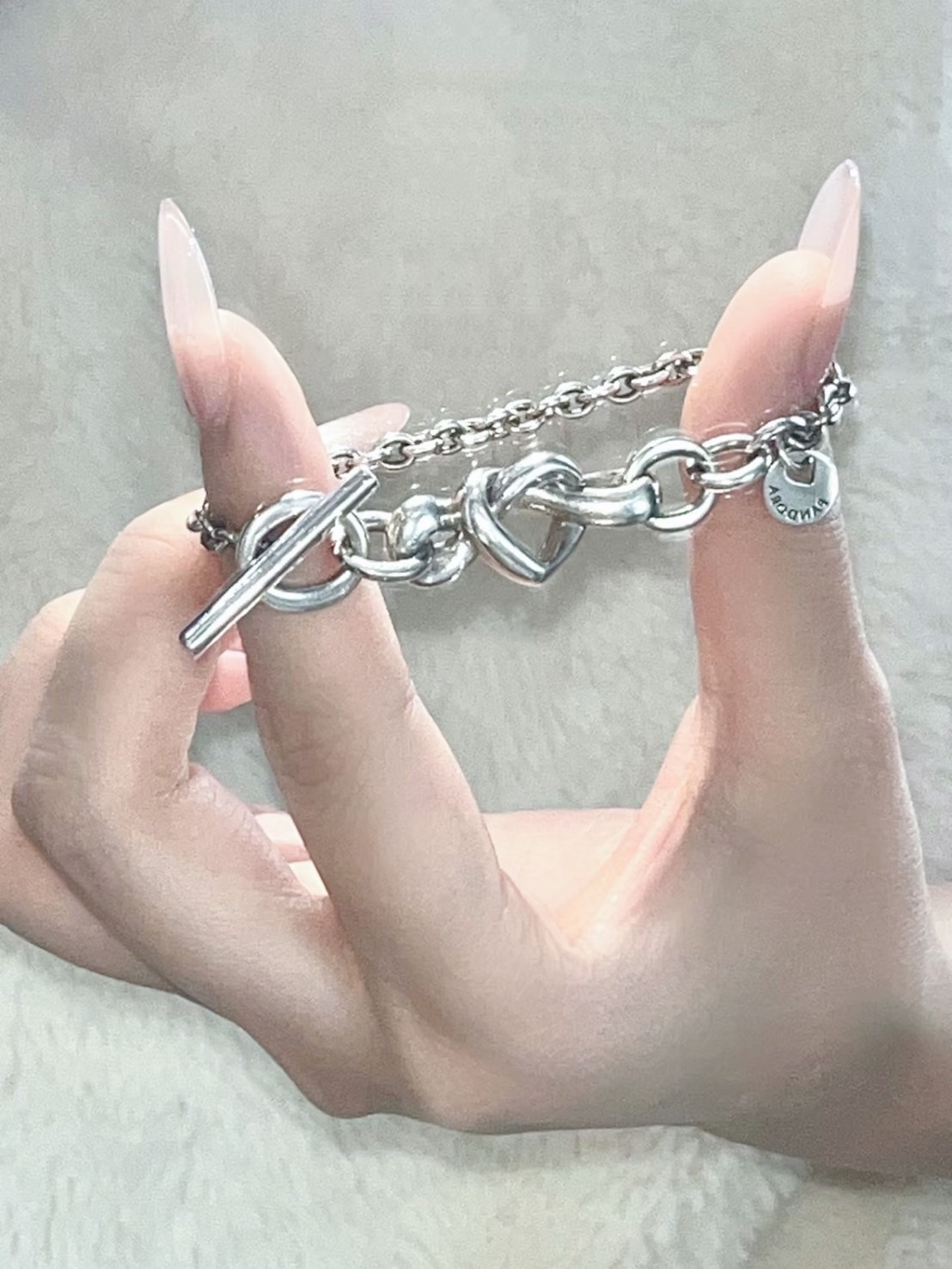 PANDORA 潘多拉 LOVE 心意交織 連心素鏈 丁字扣 925銀 手鍊