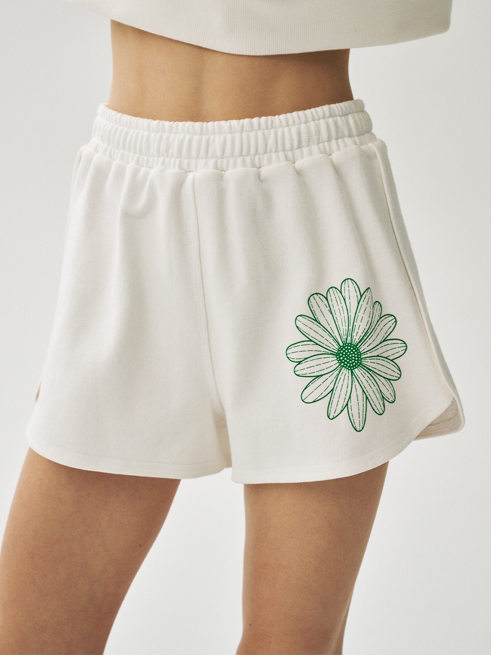●Mardi Mercredi●MINI SWEAT SHORTS FLOWER_WHITE GREEN Mardi Mercredi-Mini Sweat Shorts Flower(5 colors)