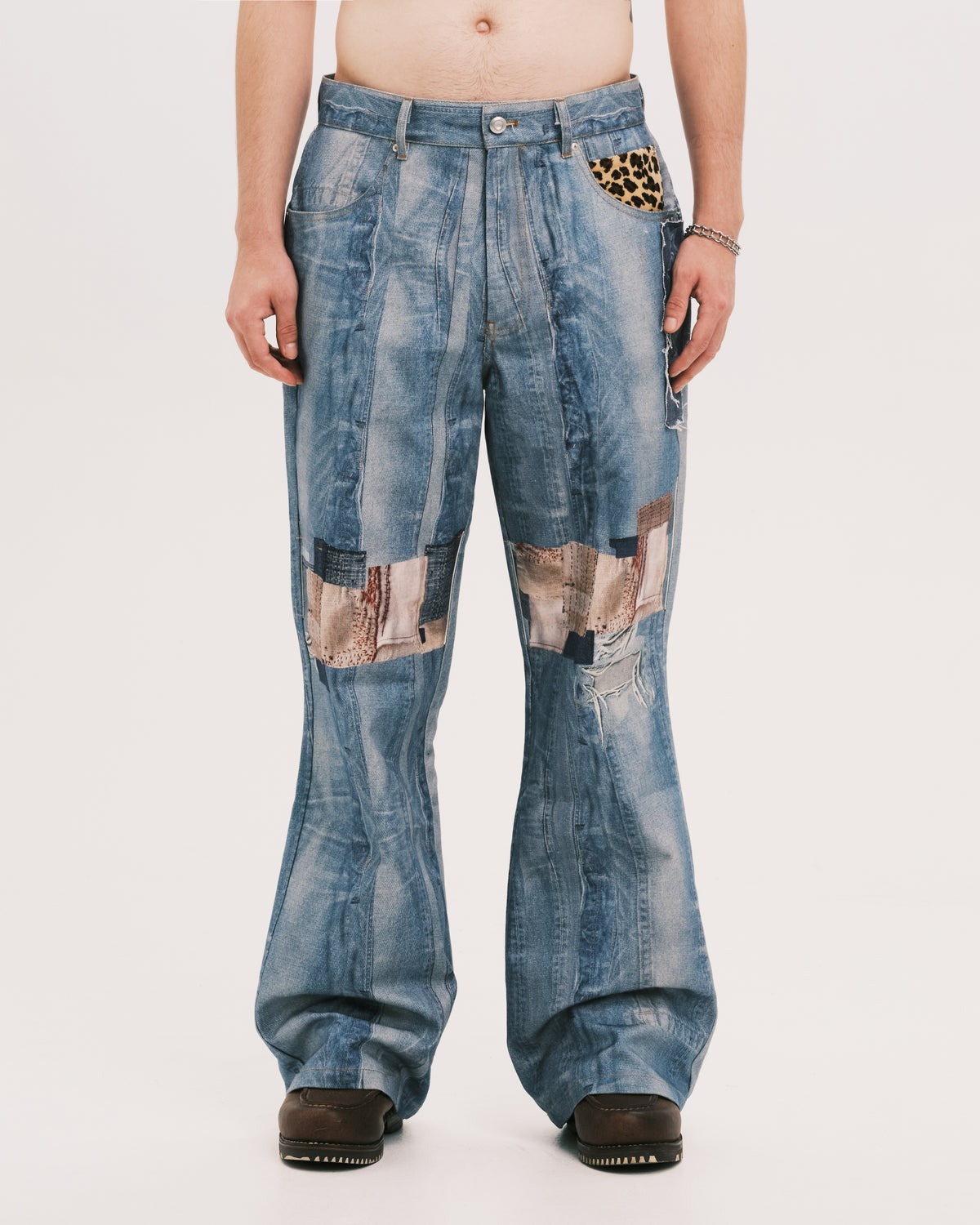 Plateau Leopard denim pants